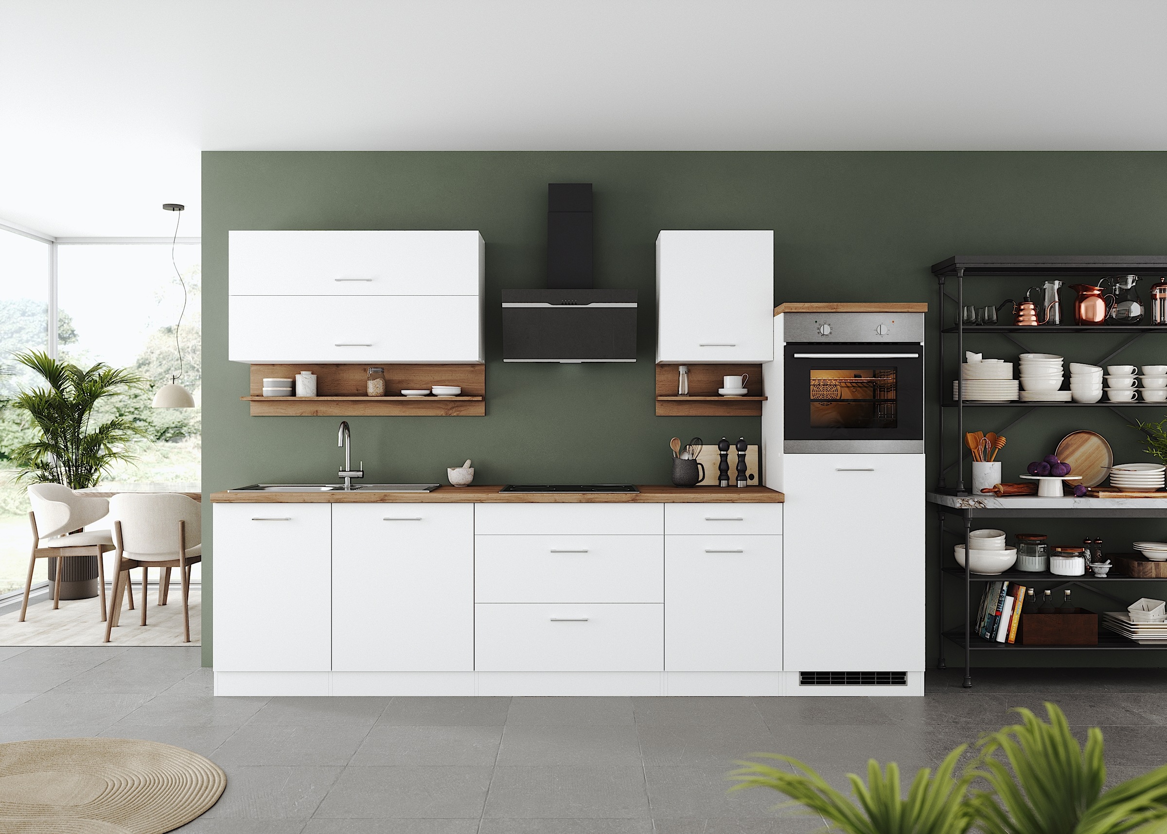 KOCHSTATION Küchenzeile "KS-Milan", 300 cm breit, robuste Metallauszüge, vi günstig online kaufen