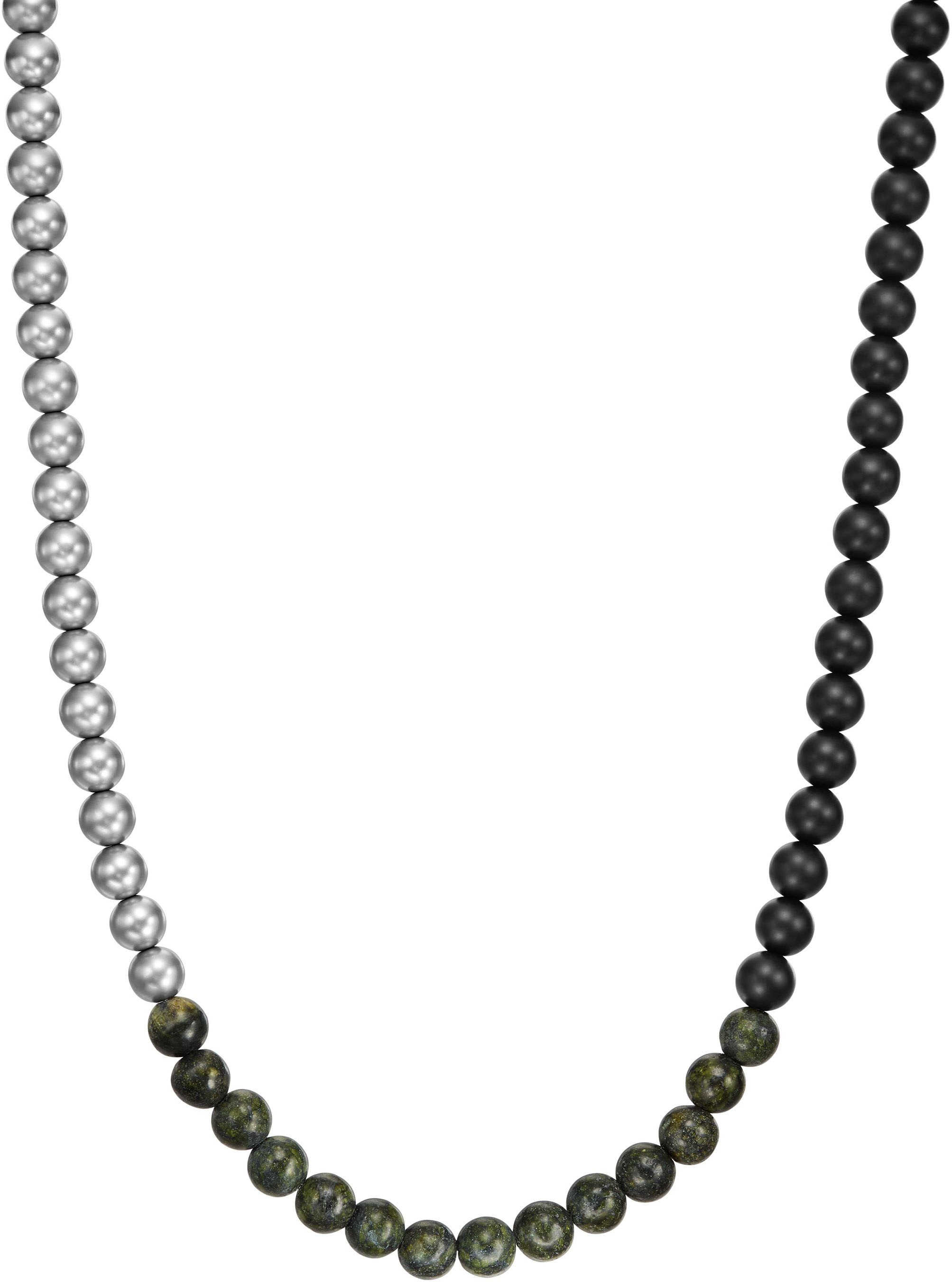 ARMANI EXCHANGE Edelstahlkette »Schmuck Geschenk Halsschmuck Halskette Kugeln, AXG0140040«, mit Achat, Serpentin