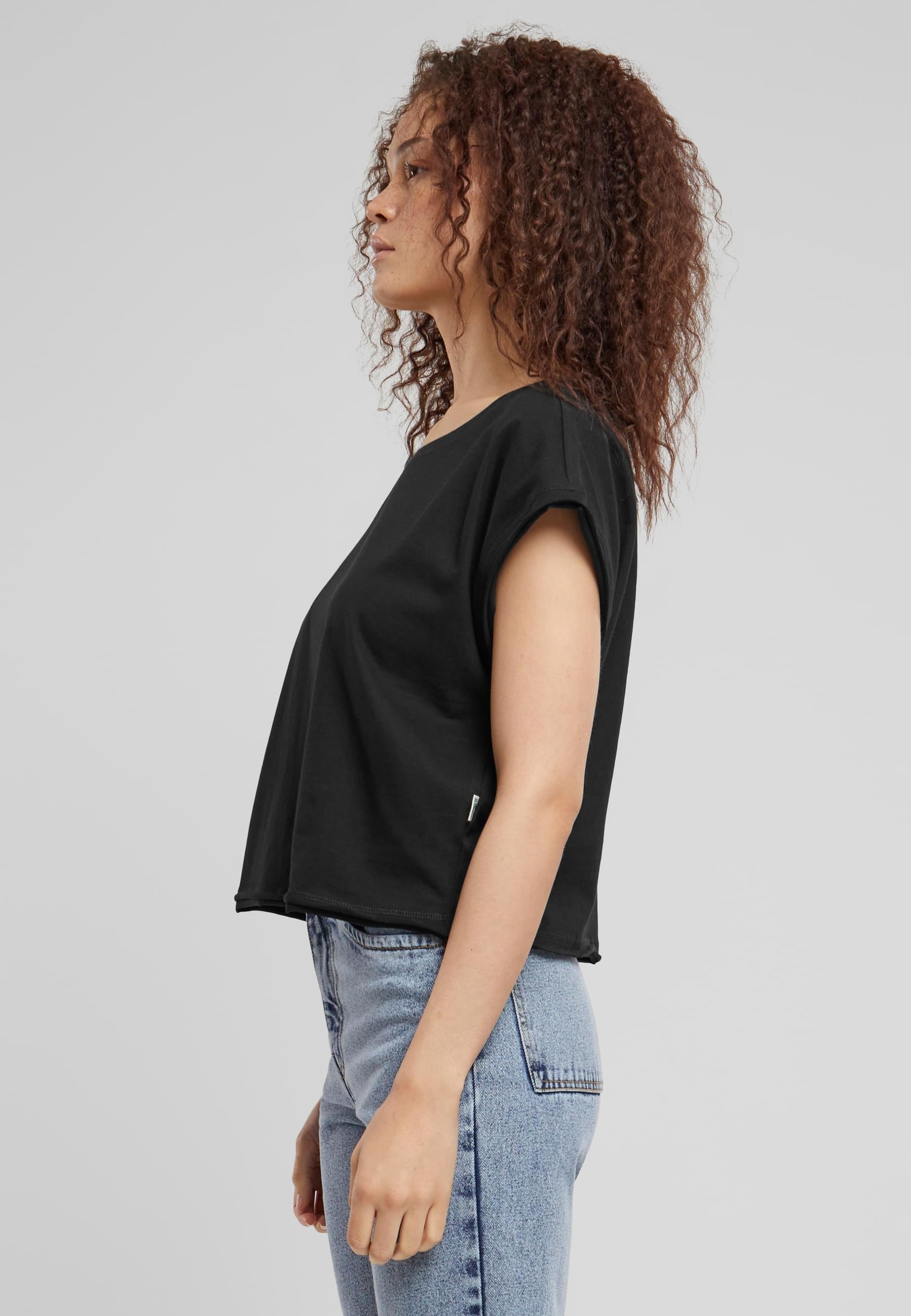 URBAN CLASSICS T-Shirt »Urban Classics Damen Ladies Organic Open Edge Tee«, (1 tlg.)