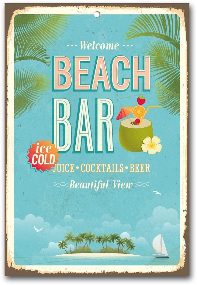 Home affaire Metallbild "Beach Bar", Beach, Stahlschild, Blechschild, Hawai