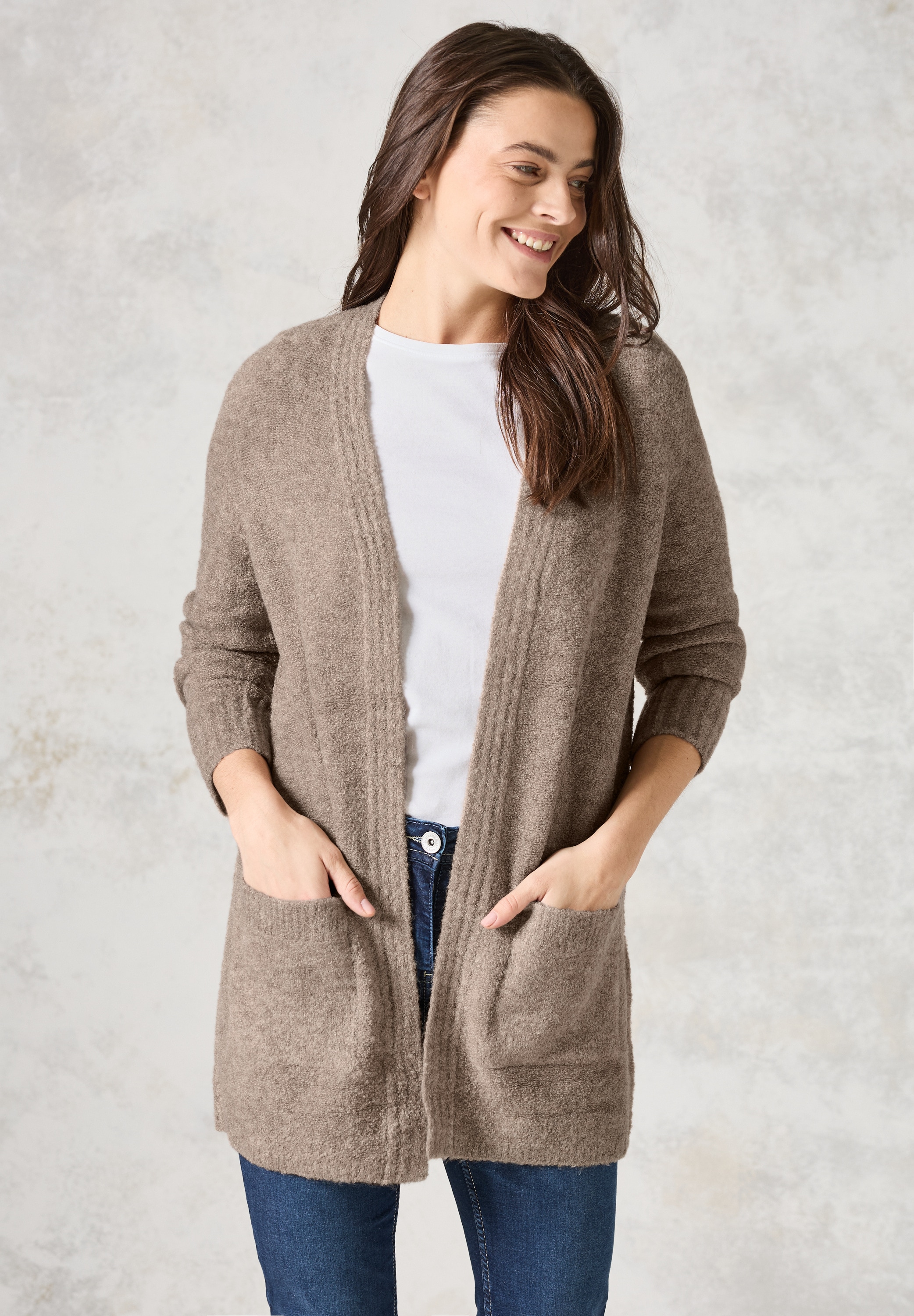 Cardigan, aus softem Materialmix