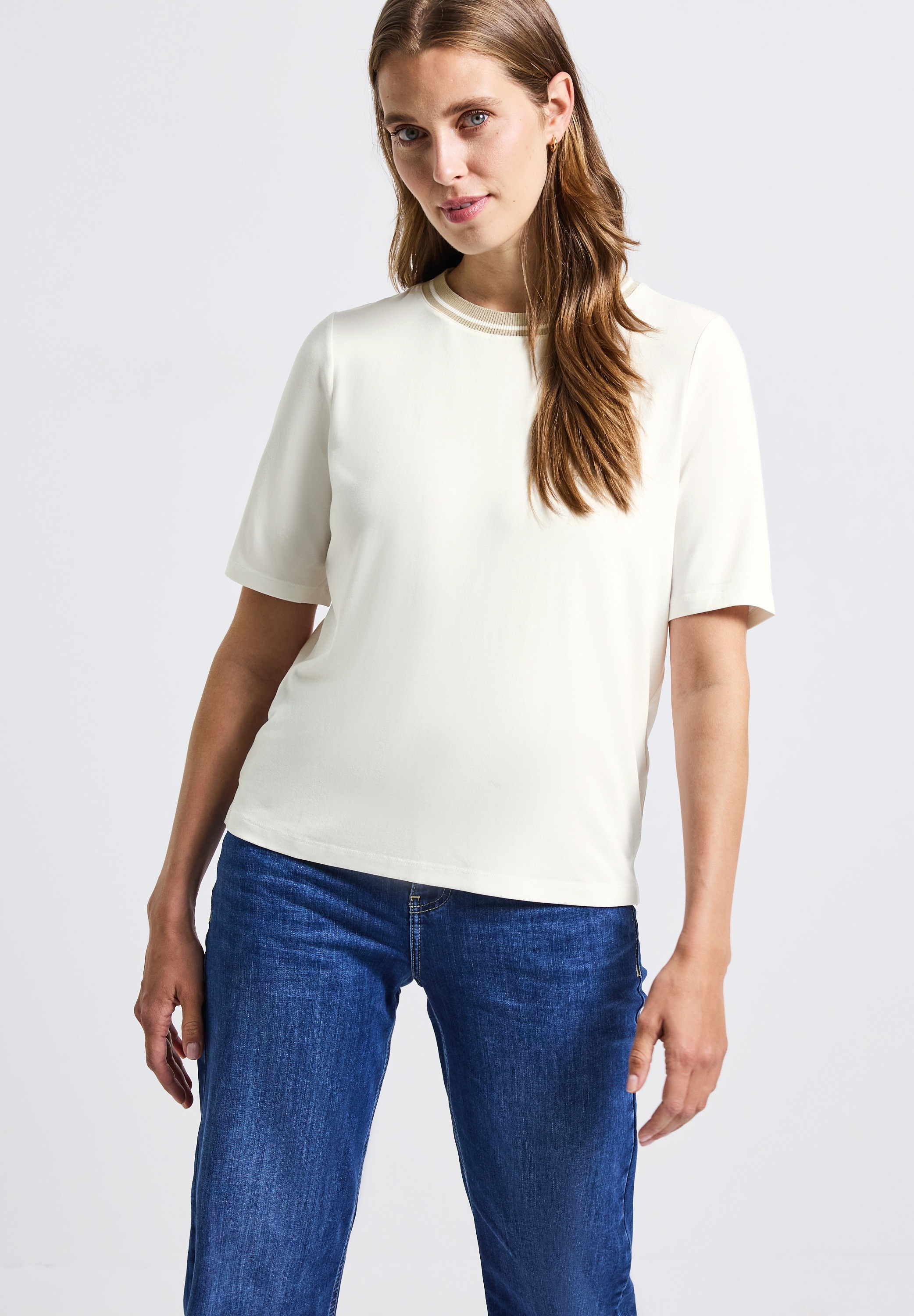 STREET ONE T-Shirt mit Rippdetail günstig online kaufen