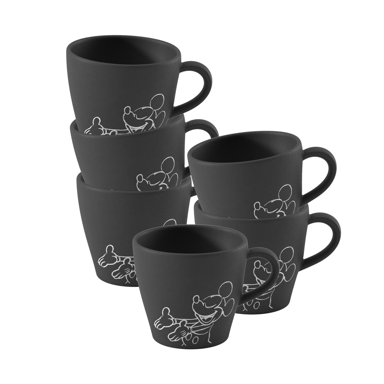 Villeroy & Boch Tasse "Kaffeetassen Manufacture Rock - Mickey Mouse 160 ml 6er Set schwarz" Spülmaschinenfest, Mikrowellensicher