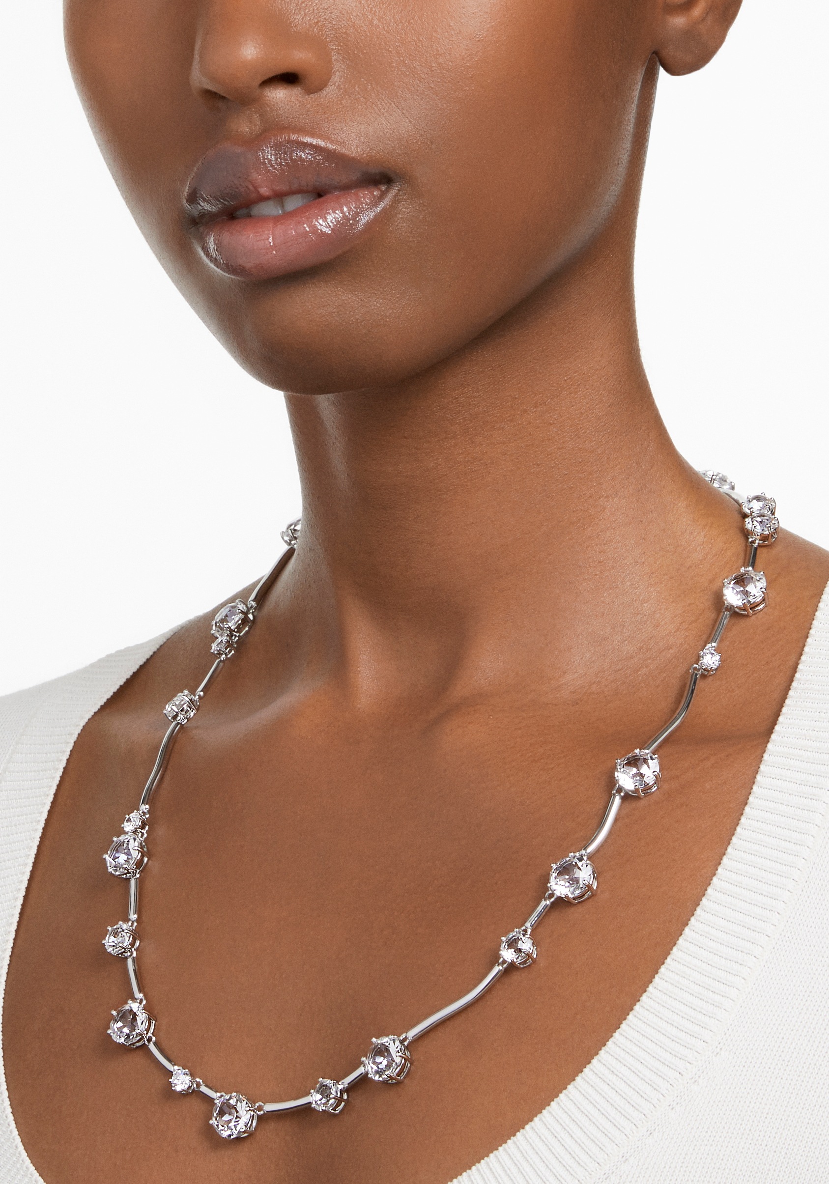 Swarovski Collier »Constella Halskette, Gemischte Rundschliffe, Weiß, Rhodiniert, 5638696«, mit Swarovski® Kristall
