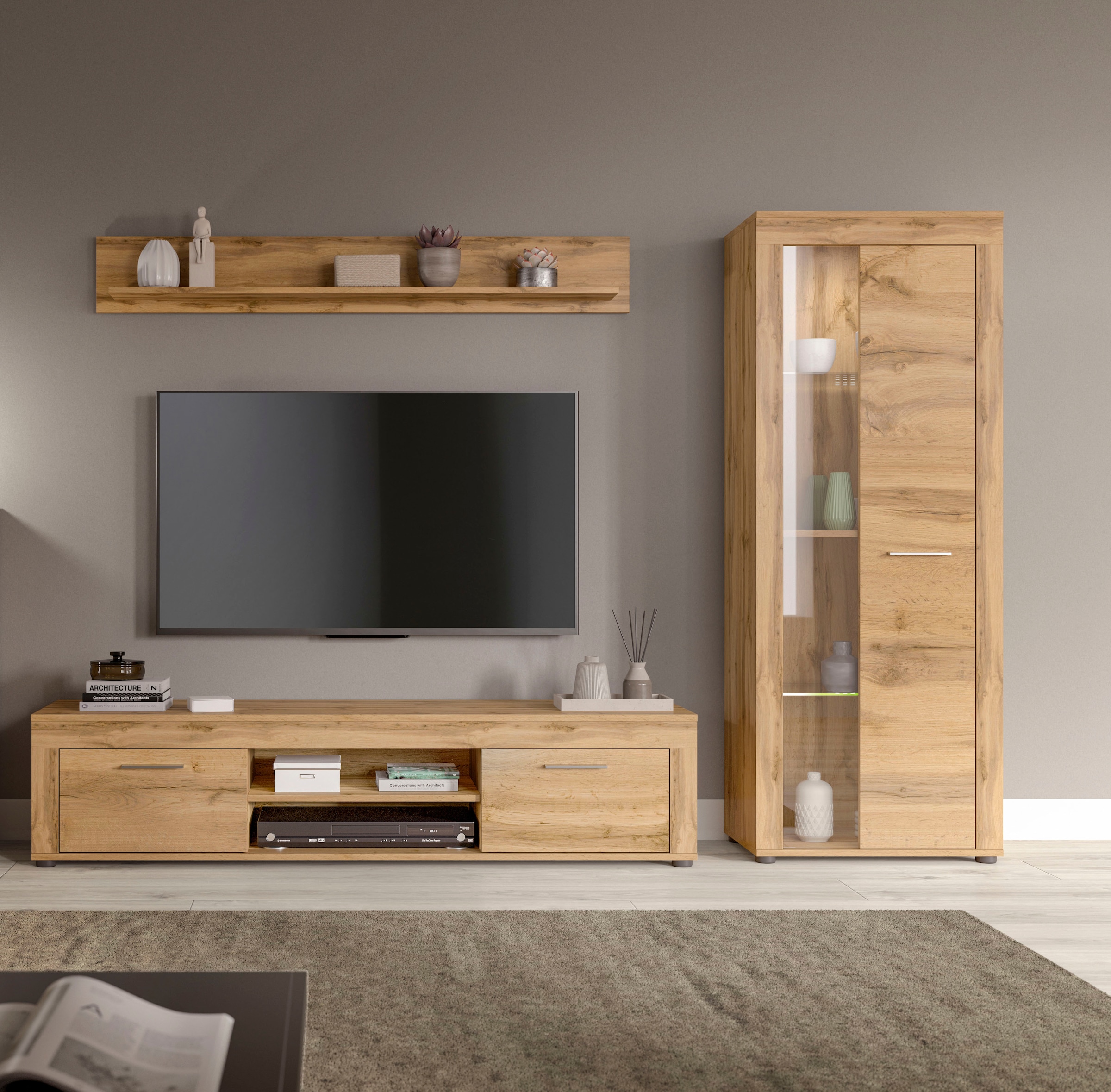 INOSIGN Wohnwand "Aosta, Breite 235cm, bestehend aus Lowboard, Wandboard, V günstig online kaufen