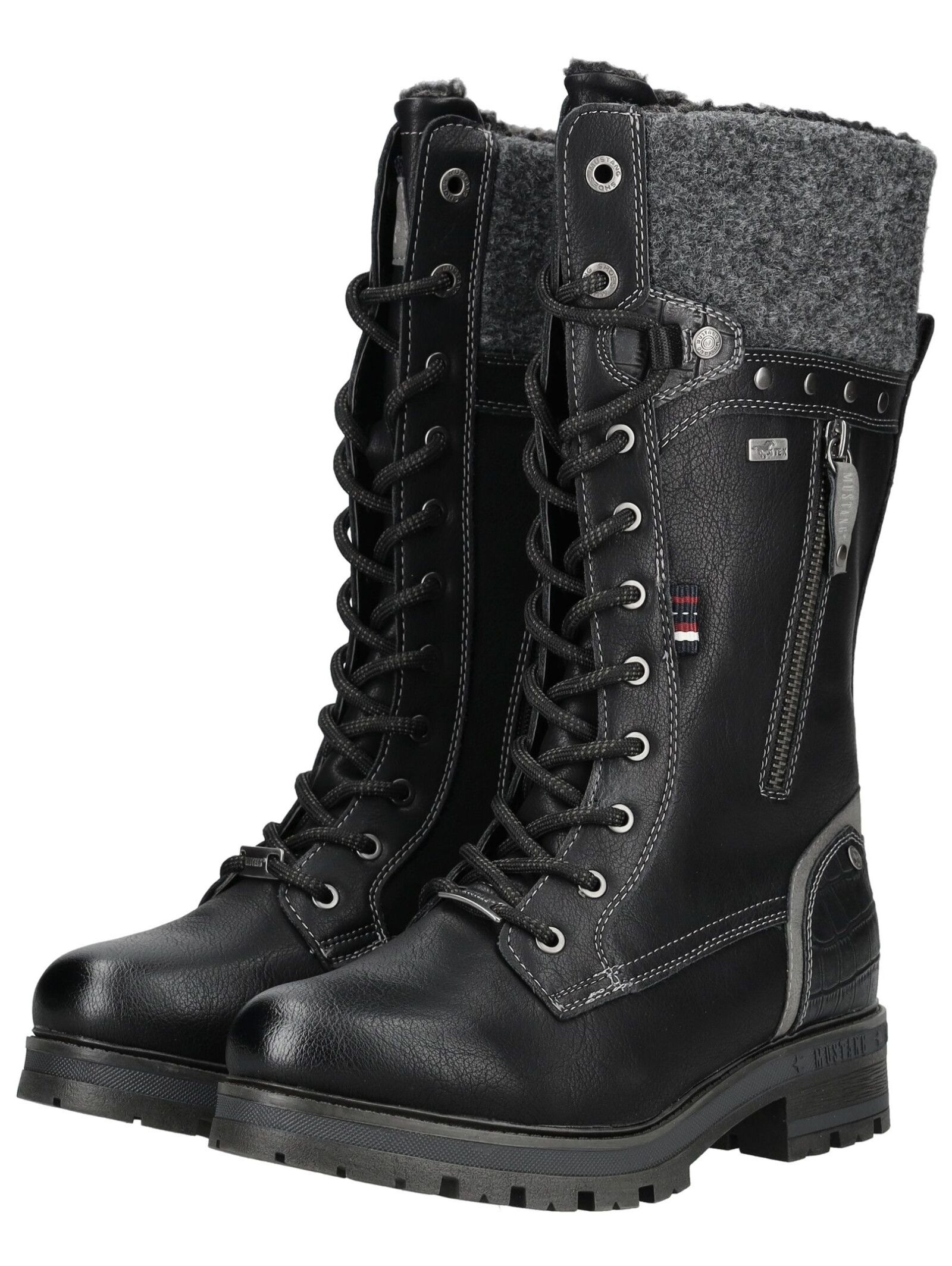 Schnürstiefel MUSTANG SHOES "Mustang Shoes Stiefel Lederimitat/Textil", Damen, Gr. 40, schwarz, Lederimitat, Textil, Schuhe Schnürstiefel 3