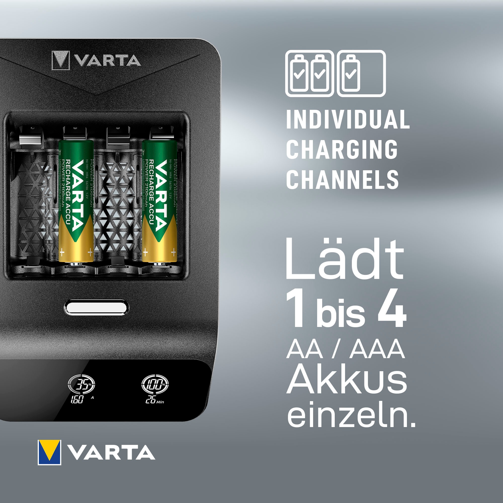 VARTA Batterie-Ladegerät »LCD Ultra Fast Charger+«, 8000 mA