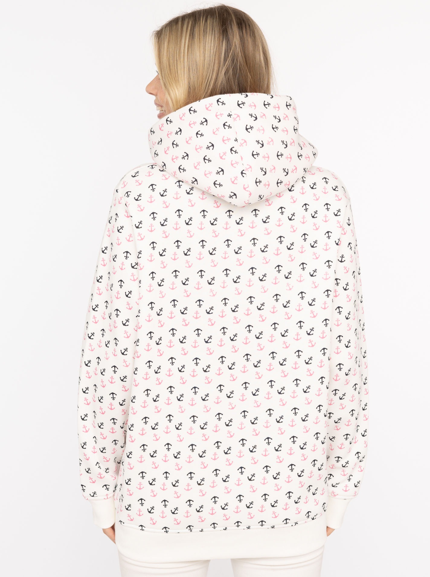 Zwillingsherz Hoodie ""Anker AOP"", mit allover Ankerprint, pinker Kapuze günstig online kaufen