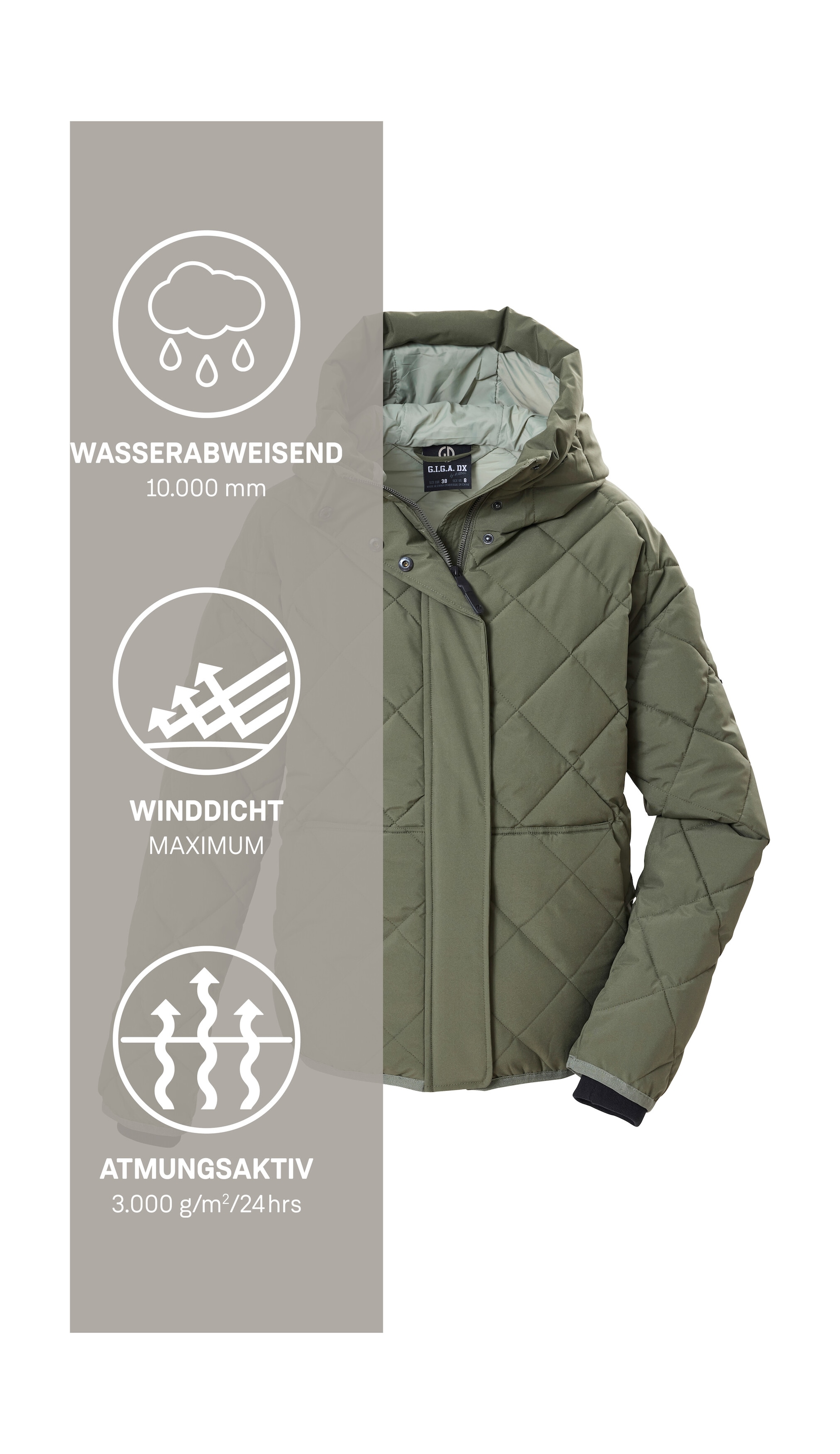 G.I.G.A. DX by killtec Steppjacke »GW 27 WMN QLTD JCKT« Wasserabweisende Damen Steppjacke mit regulierbarer Kapuze