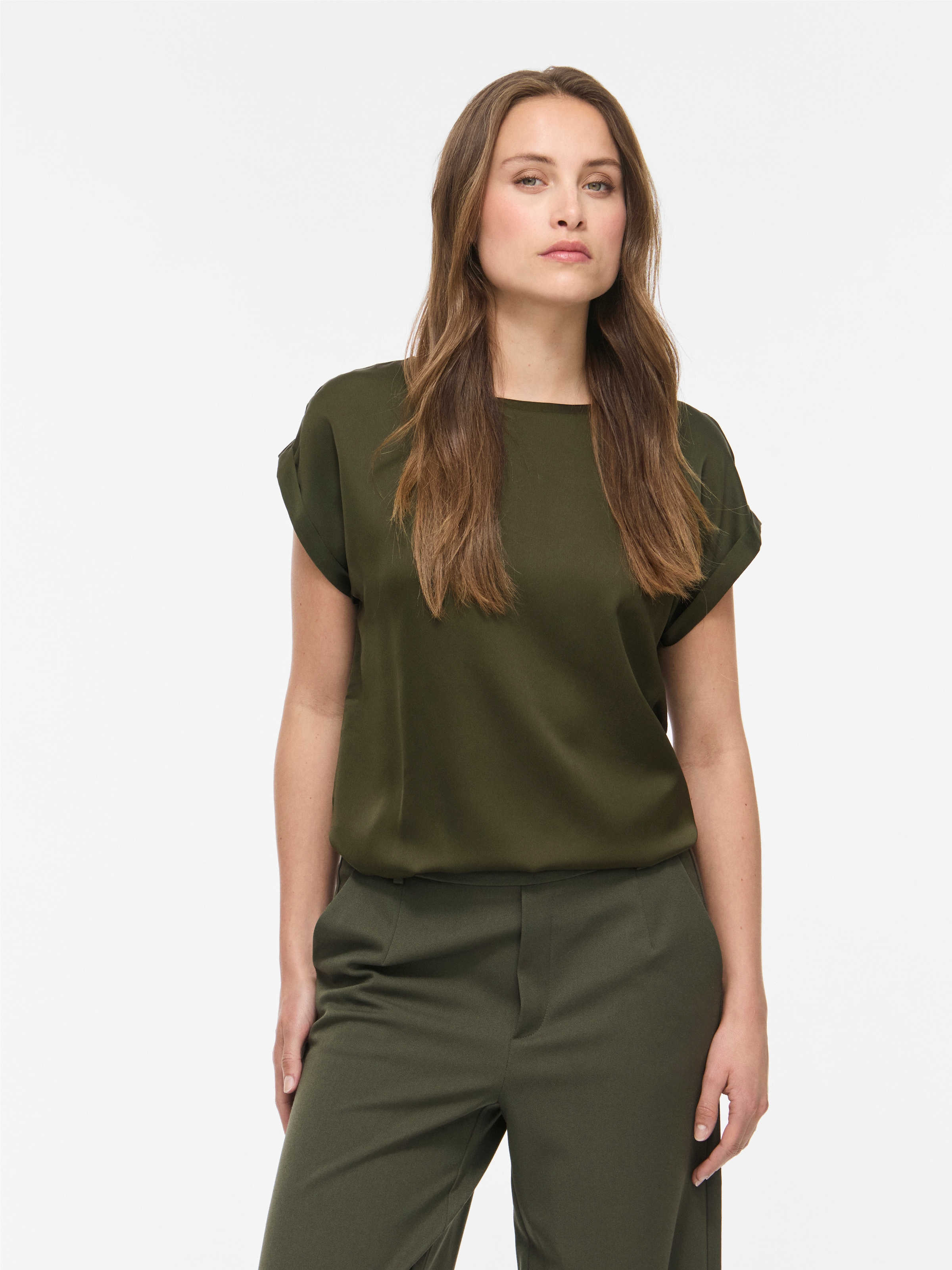 Vila "VIELLETTE S/S SATIN TOP - NOOS" Kunstfaser, regular fit