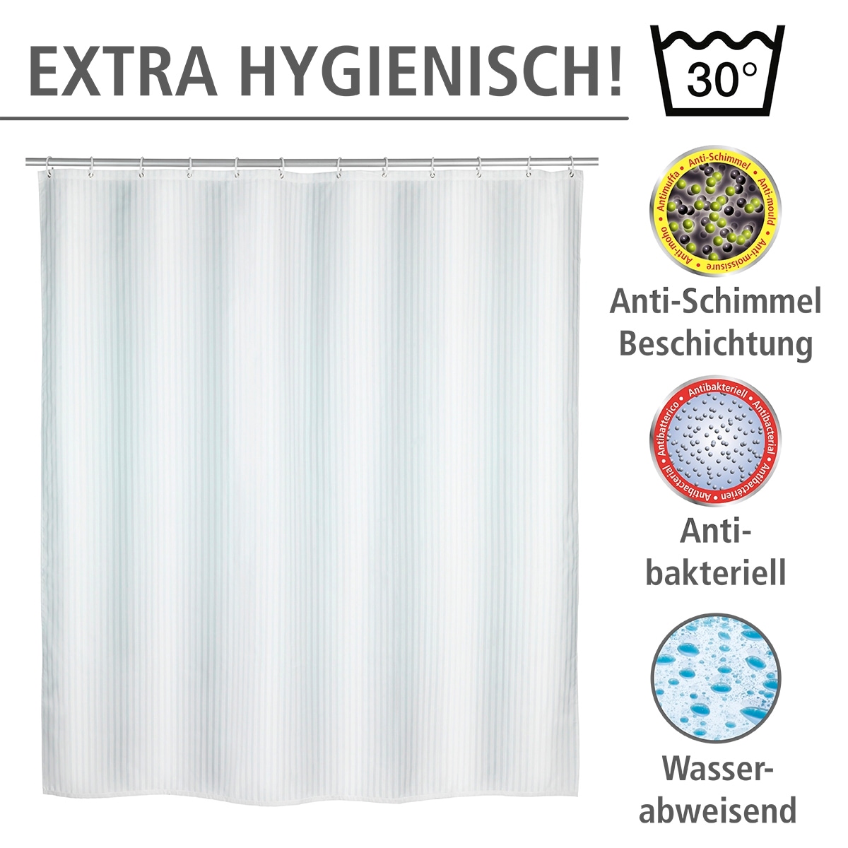 WENKO Duschvorhang »Palais«, Höhe 200 cm, Polyester, waschbar