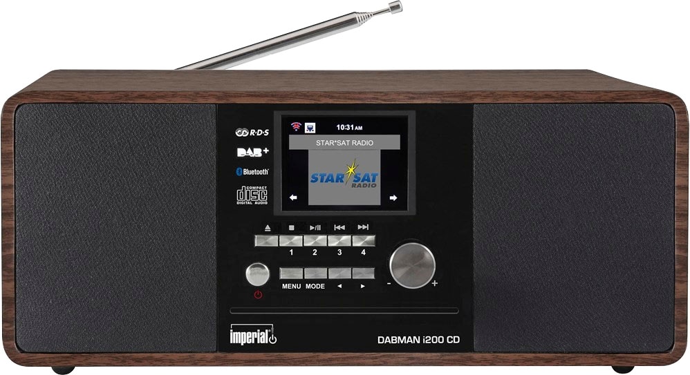 IMPERIAL by TELESTAR Digitalradio (DAB+) »DABMAN i200 CD«, (Bluetooth-WLAN-LAN (Ethernet) Digitalradio (DAB+)-UKW mit RDS-Internetradio 20 W), mit CD-Player (Stereo Sound, UKW, WLAN)