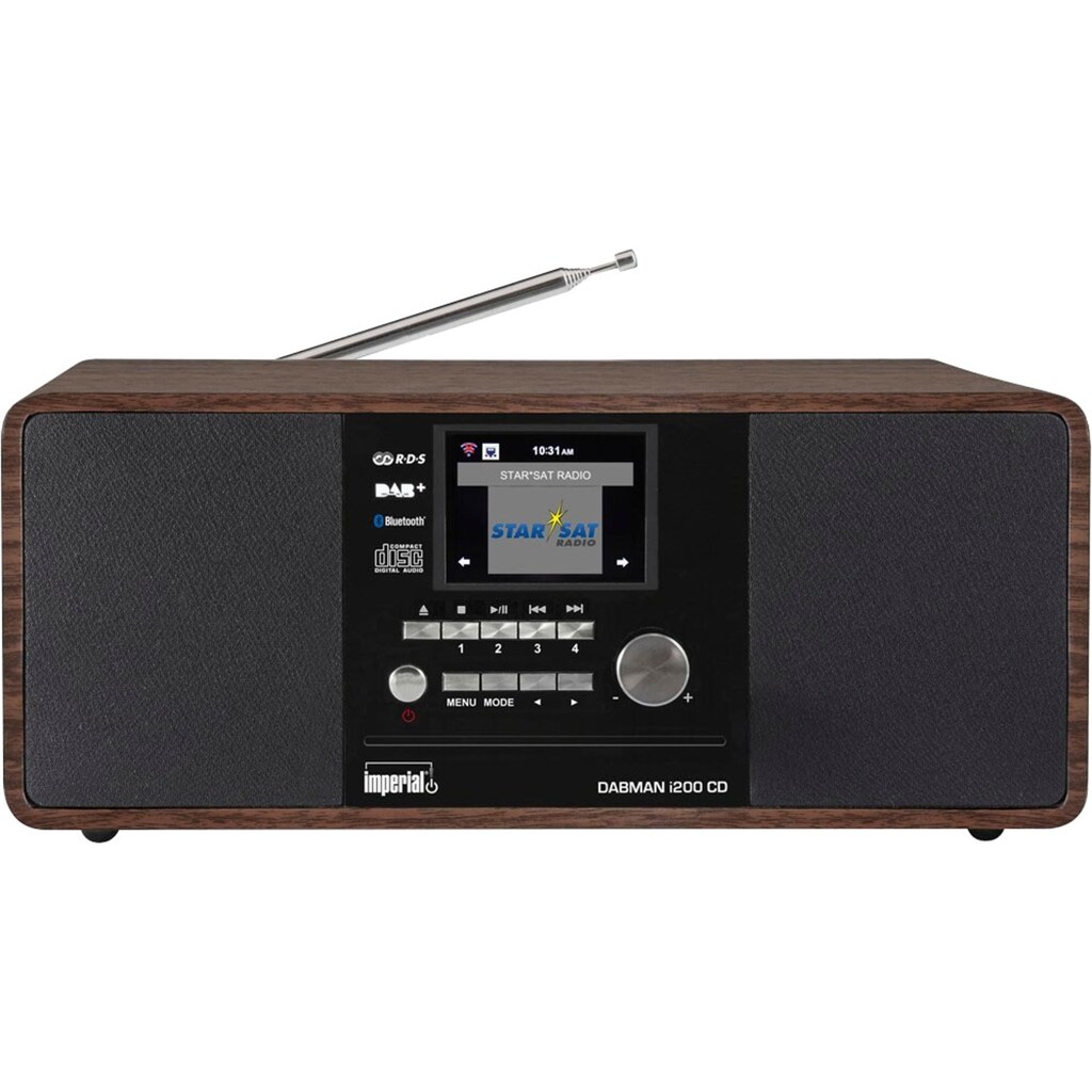 IMPERIAL by TELESTAR Digitalradio (DAB+) »DABMAN i200 CD«, (Bluetooth-WLAN-LAN (Ethernet) Digitalradio (DAB+)-UKW mit RDS-Internetradio 20 W), mit CD-Player (Stereo Sound, UKW, WLAN)