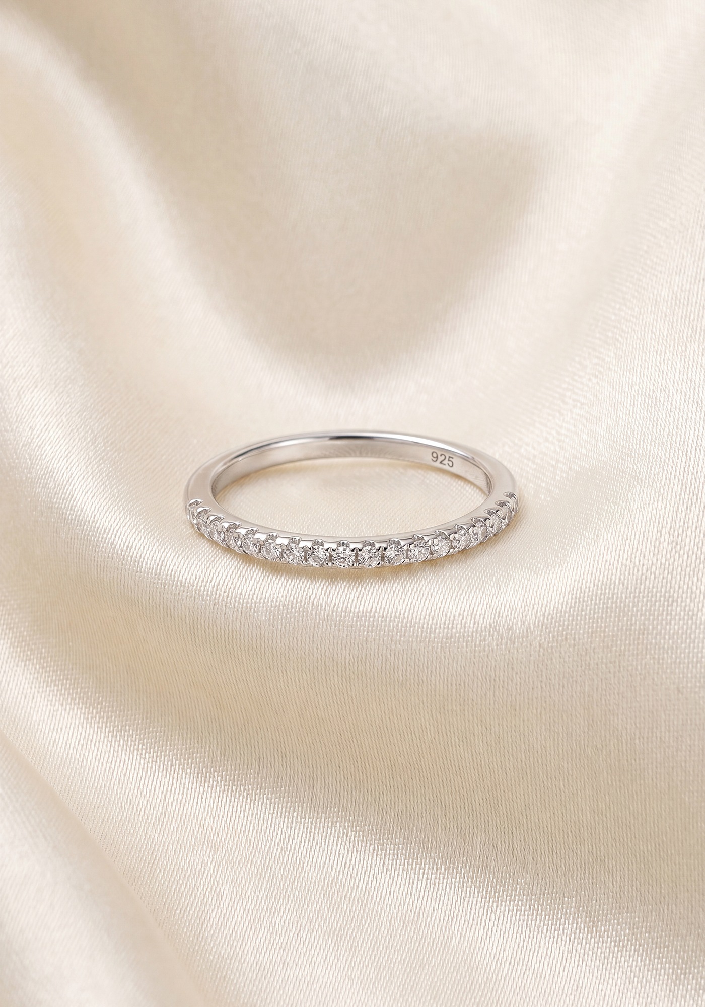 JOBO Silberring »Halb-Memory Ring schmal« 925 Silber mit 21 Zirkonia