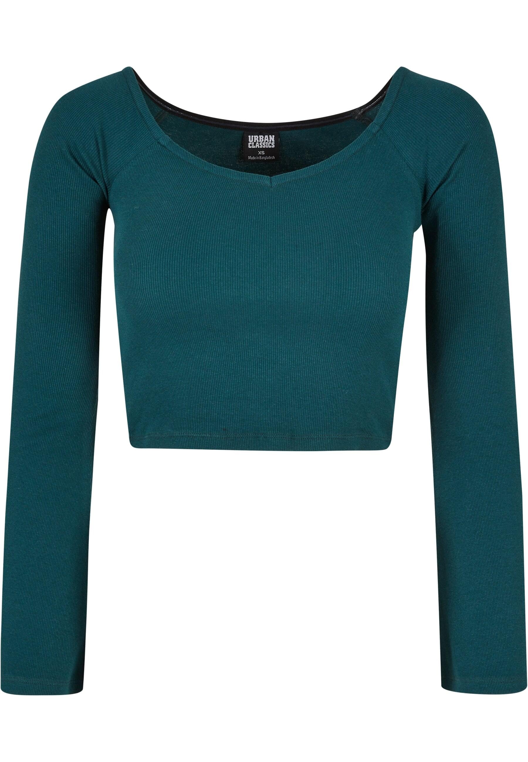 URBAN CLASSICS Langarmshirt "Urban Classics Damen Ladies Short Rib Wide V-N günstig online kaufen