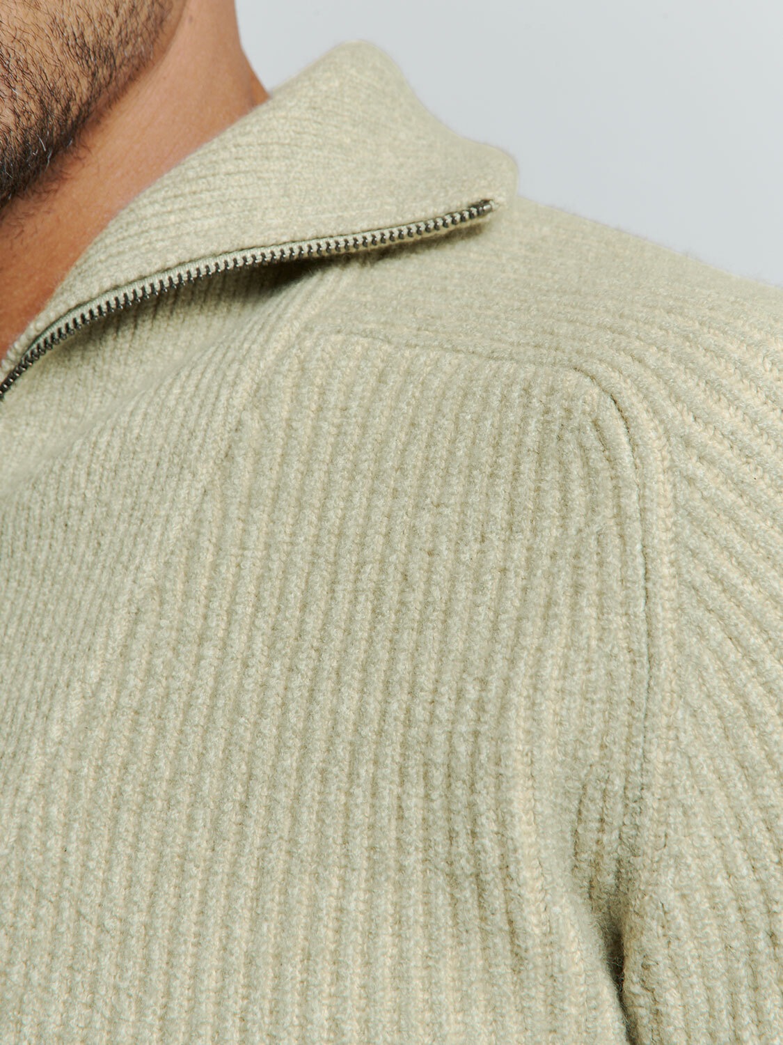NO EXCESS Rollkragenpullover »No Excess Pullover mit halbem Reißverschluss und Wolle«