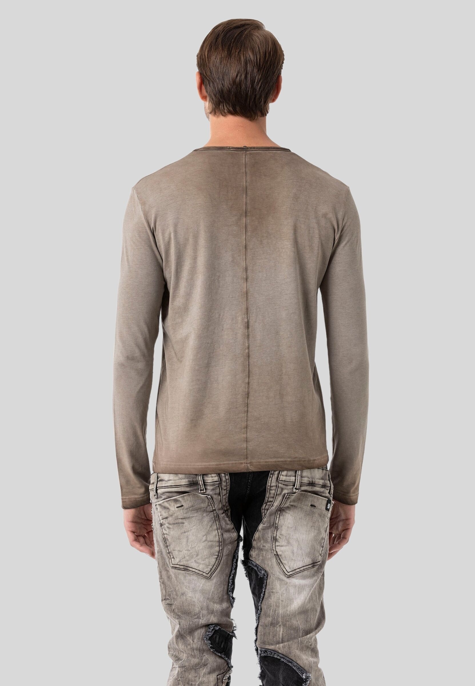 Cipo & Baxx T-Shirt »Sweatshirts«, mit Knopfleiste am Ausschnitt