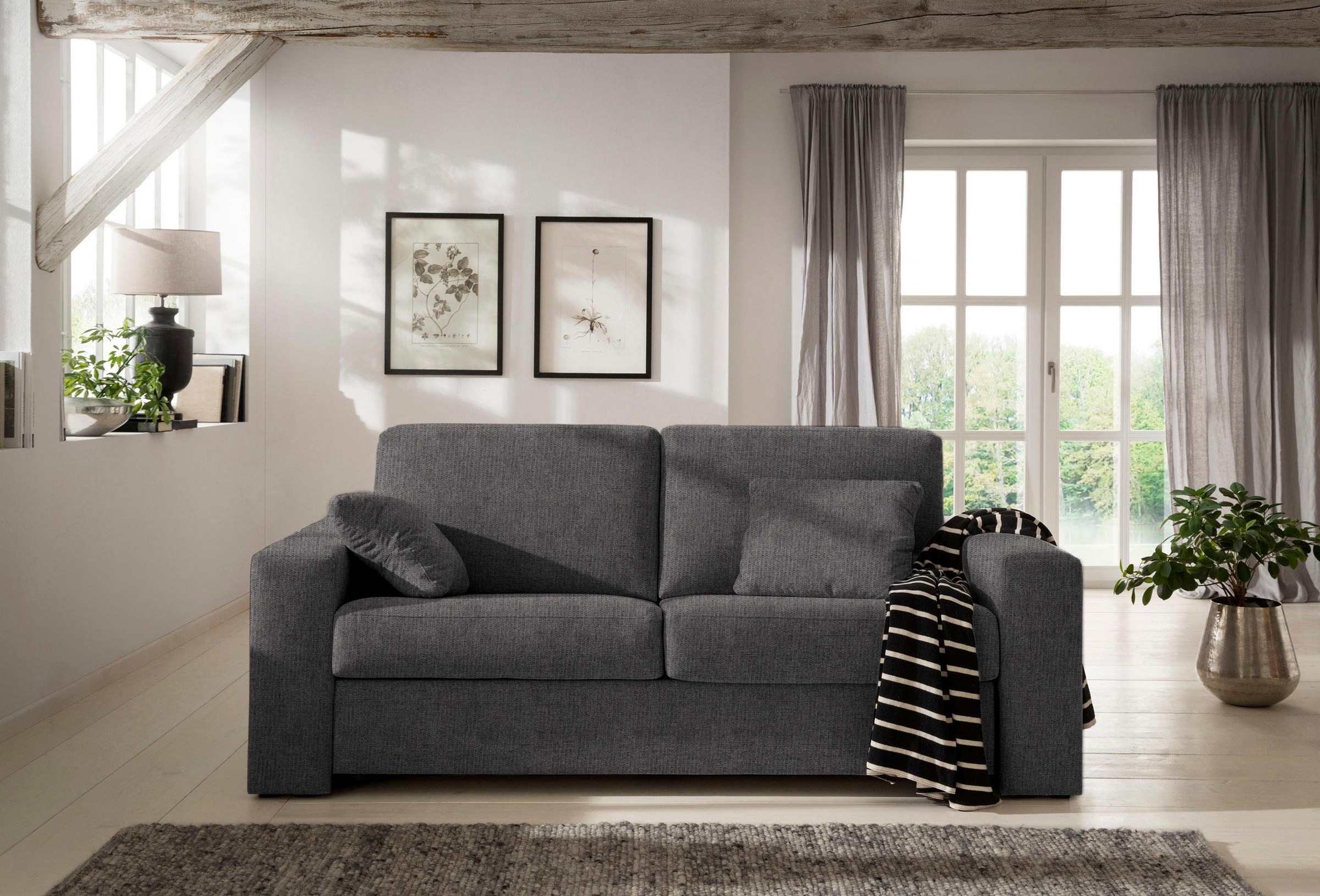 Home affaire Schlafsofa »Roma Matratzenhöhe 14 cm«, Dauerschlaffunktion, mit Unterfederung, Lattenrost, Matratze