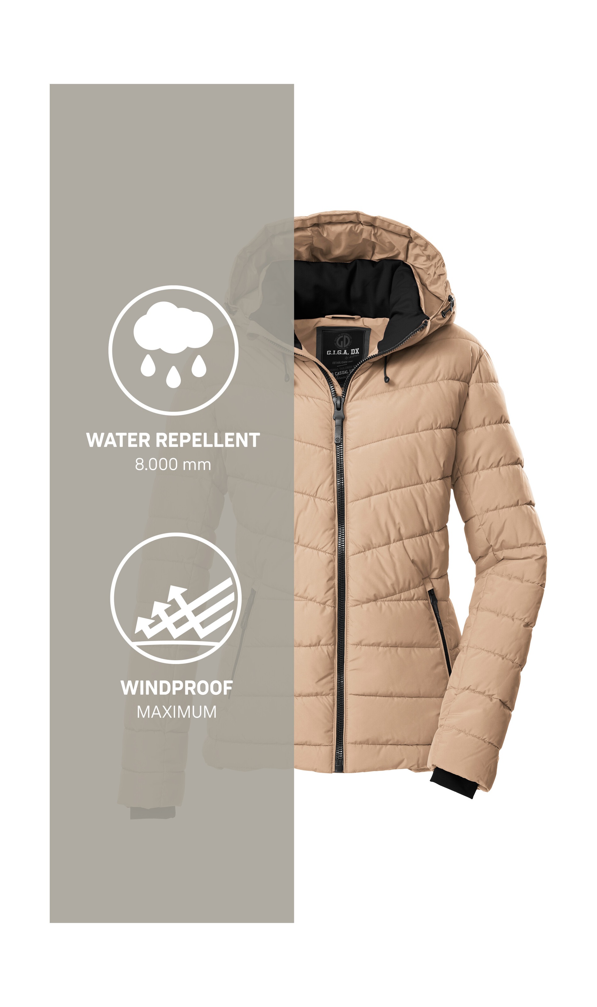 G.I.G.A. DX by killtec Steppjacke »GW 32 WMN QLTD JCKT«, Elegante Damenjacke, wasserabweisend, atmungsaktiv, abnehmbare Kapuze