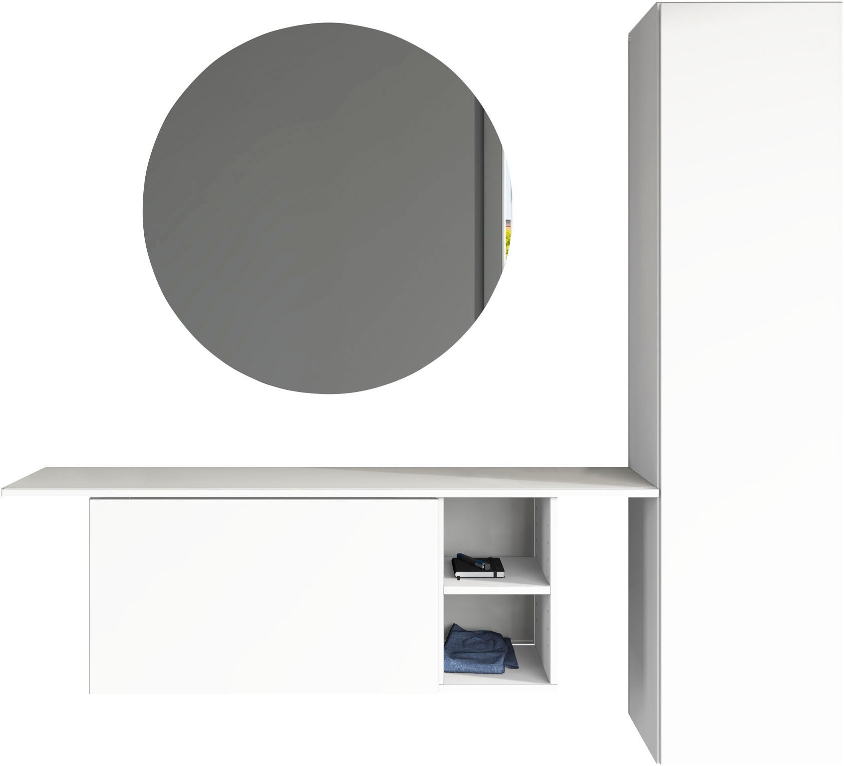 borchardt Möbel Garderoben-Set "Toledo, moderne Garderobe mit Spiegel, Schminktisch mit Regalfächern" Komplett-Set