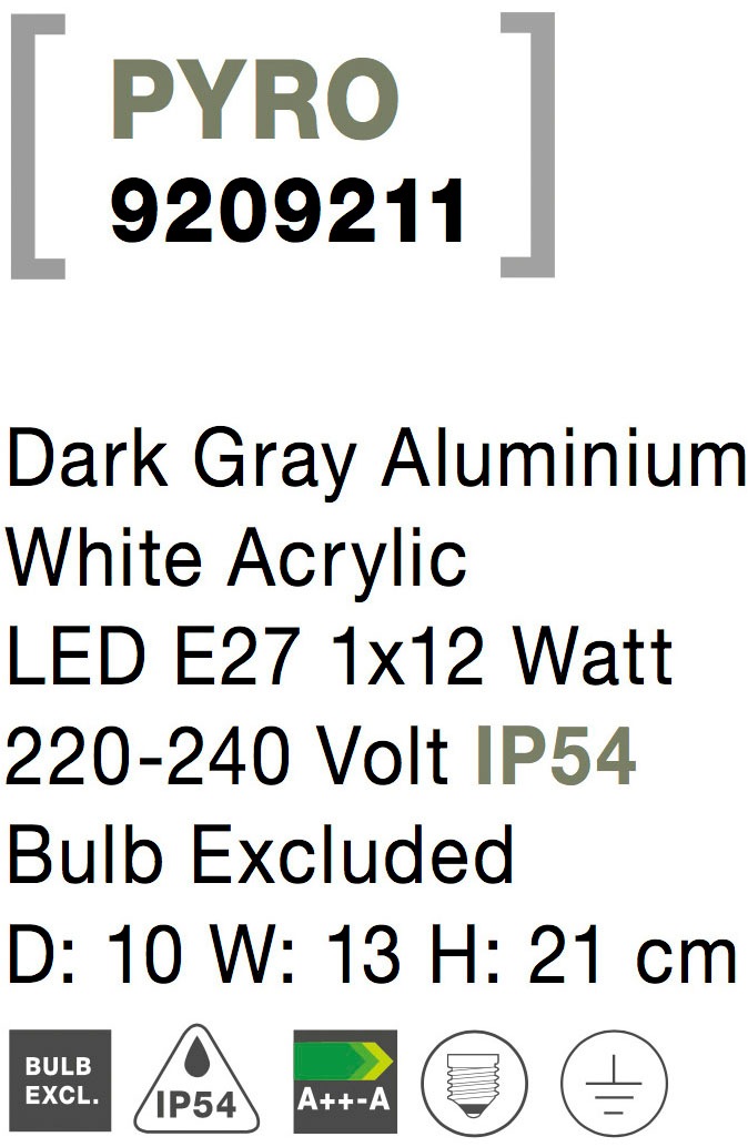 Nova Luce Außen-Wandleuchte »PYRO« E27 1 Stk.