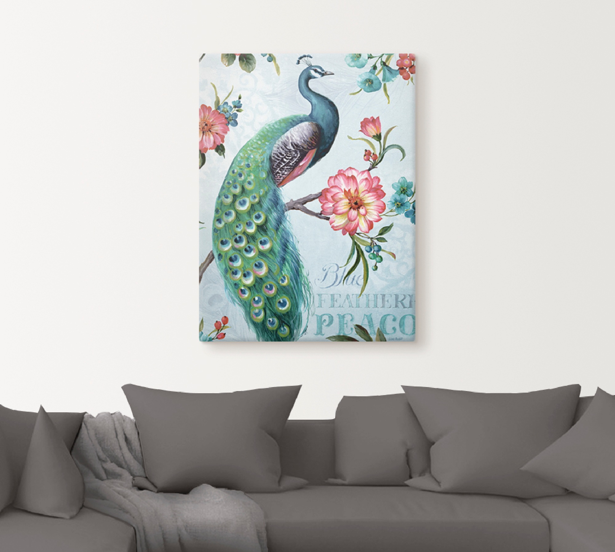 Artland Leinwandbild "Blau gepfederter Pfau" Vögel 1 Stk. tlg. auf Holzrahm günstig online kaufen