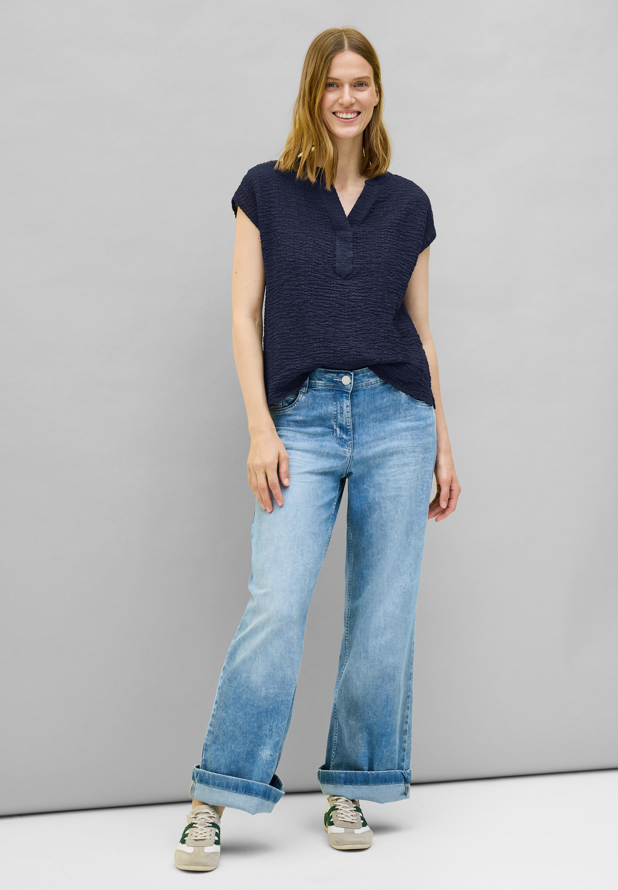 Thumbnail - Cecil Kurzarmbluse aus Baumwolle mit Stretchanteil