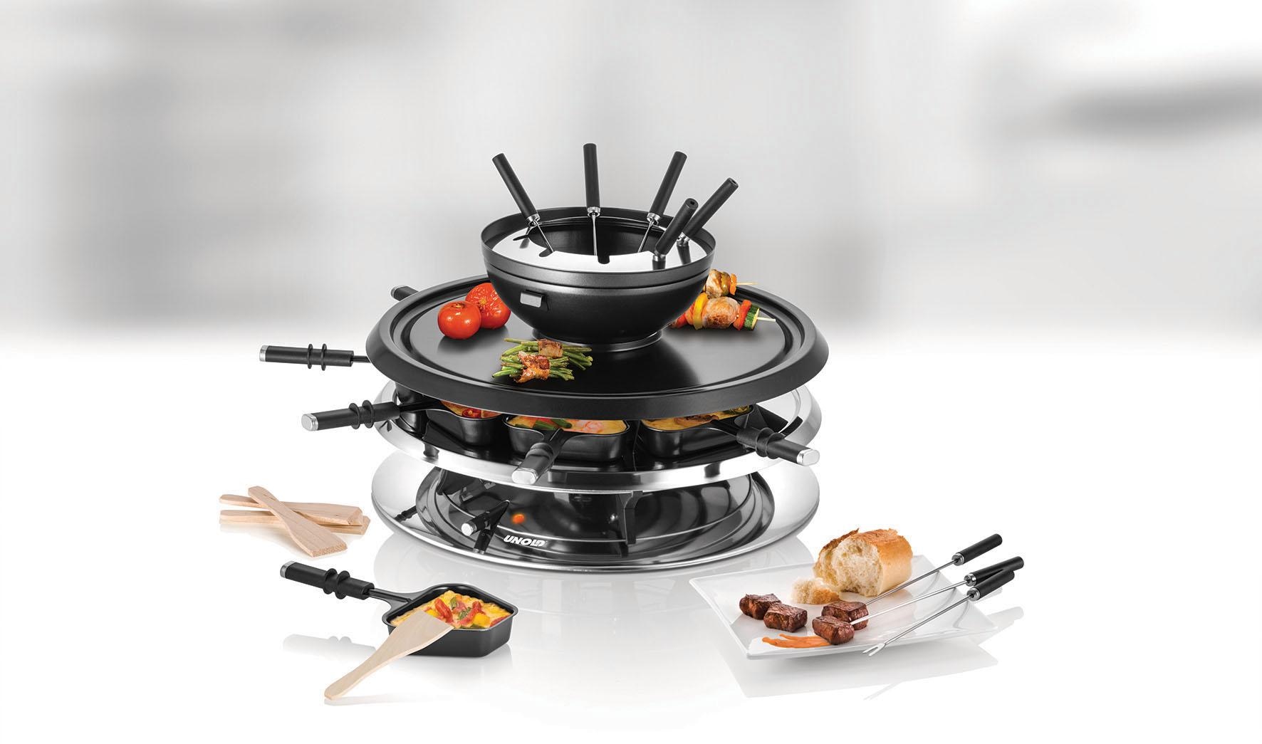 Unold Raclette und Fondue-Set »Multi 4 in 1 - 48726«, 8 St. Raclettepfännchen, 1300 W