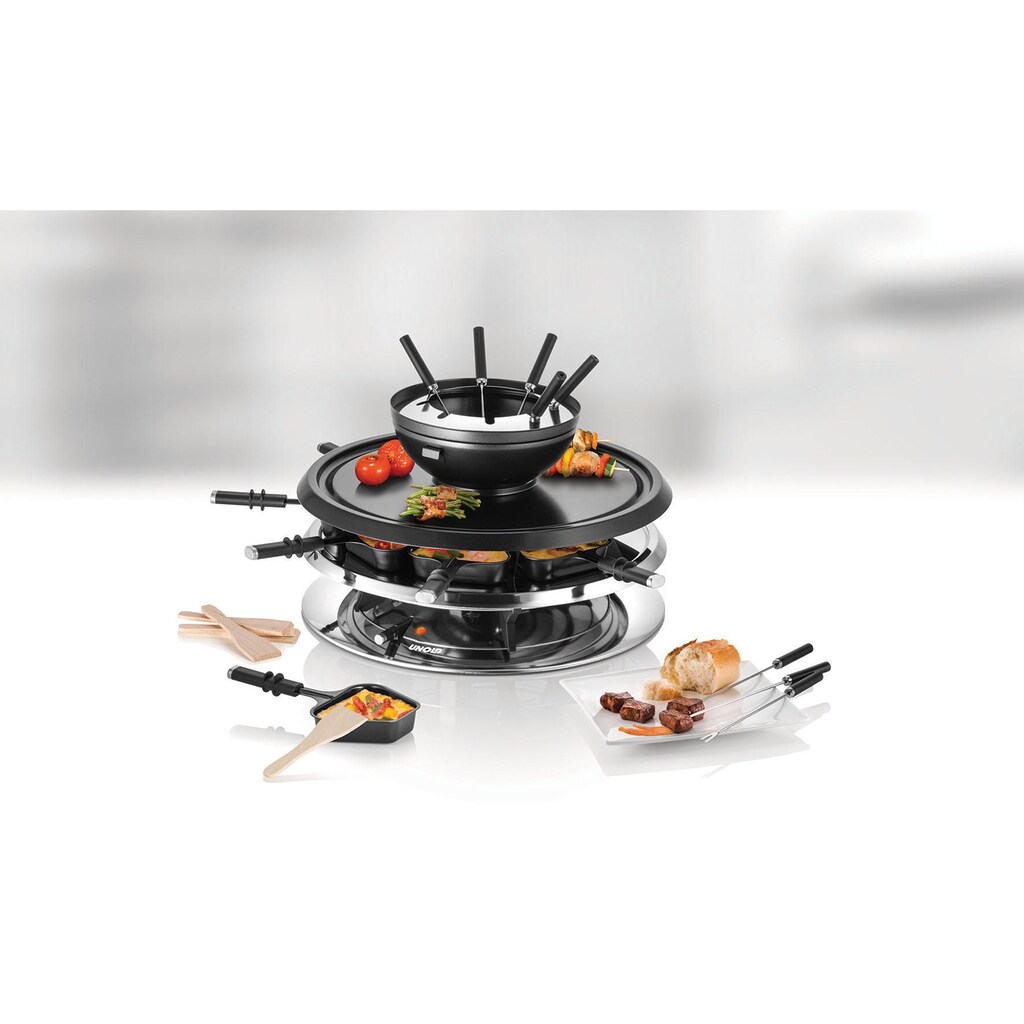 Unold Raclette und Fondue-Set »Multi 4 in 1 - 48726«, 8 St. Raclettepfännchen, 1300 W