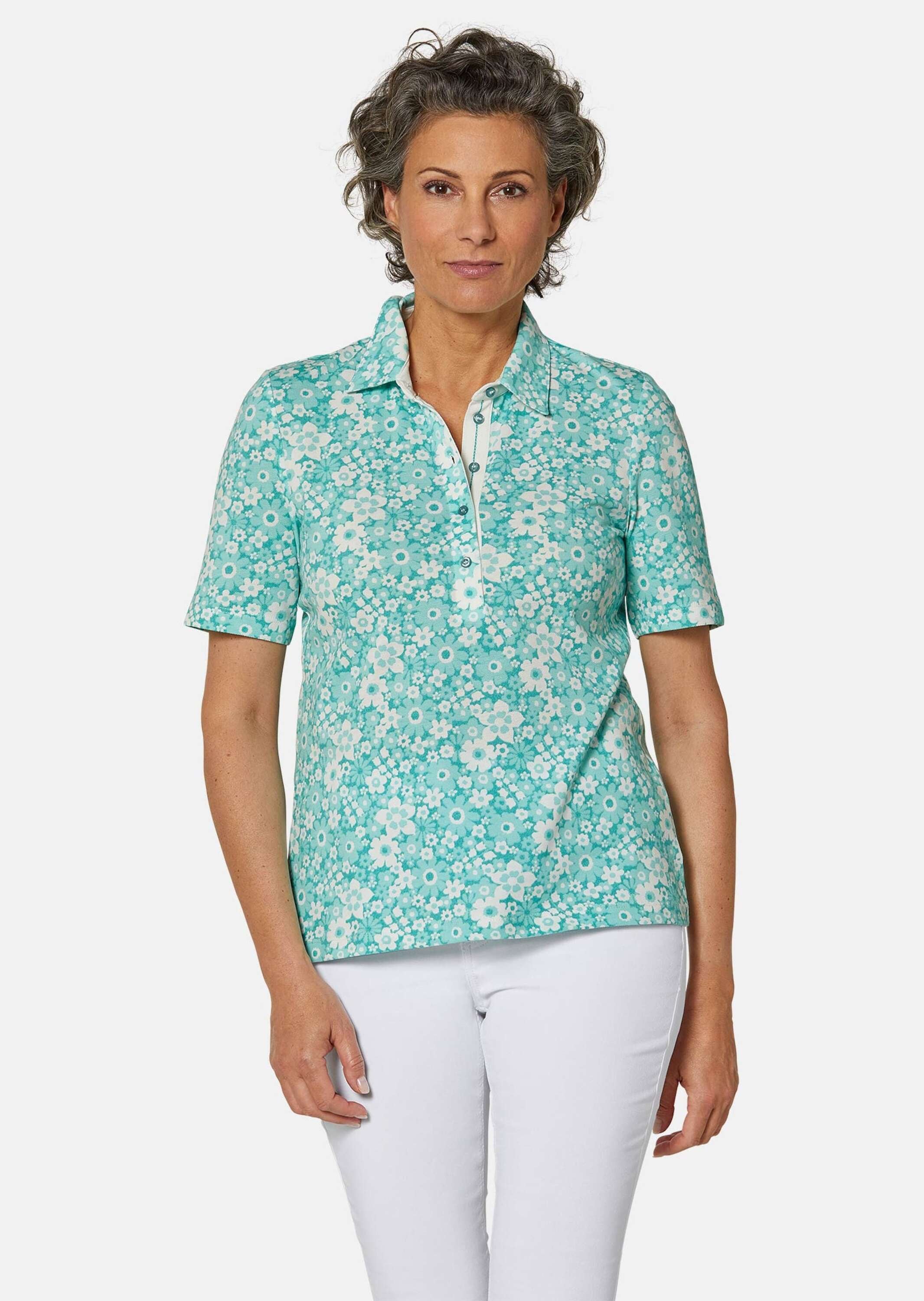 GOLDNER Poloshirt »Kurzgröße Pikee-Druckpoloshirt«