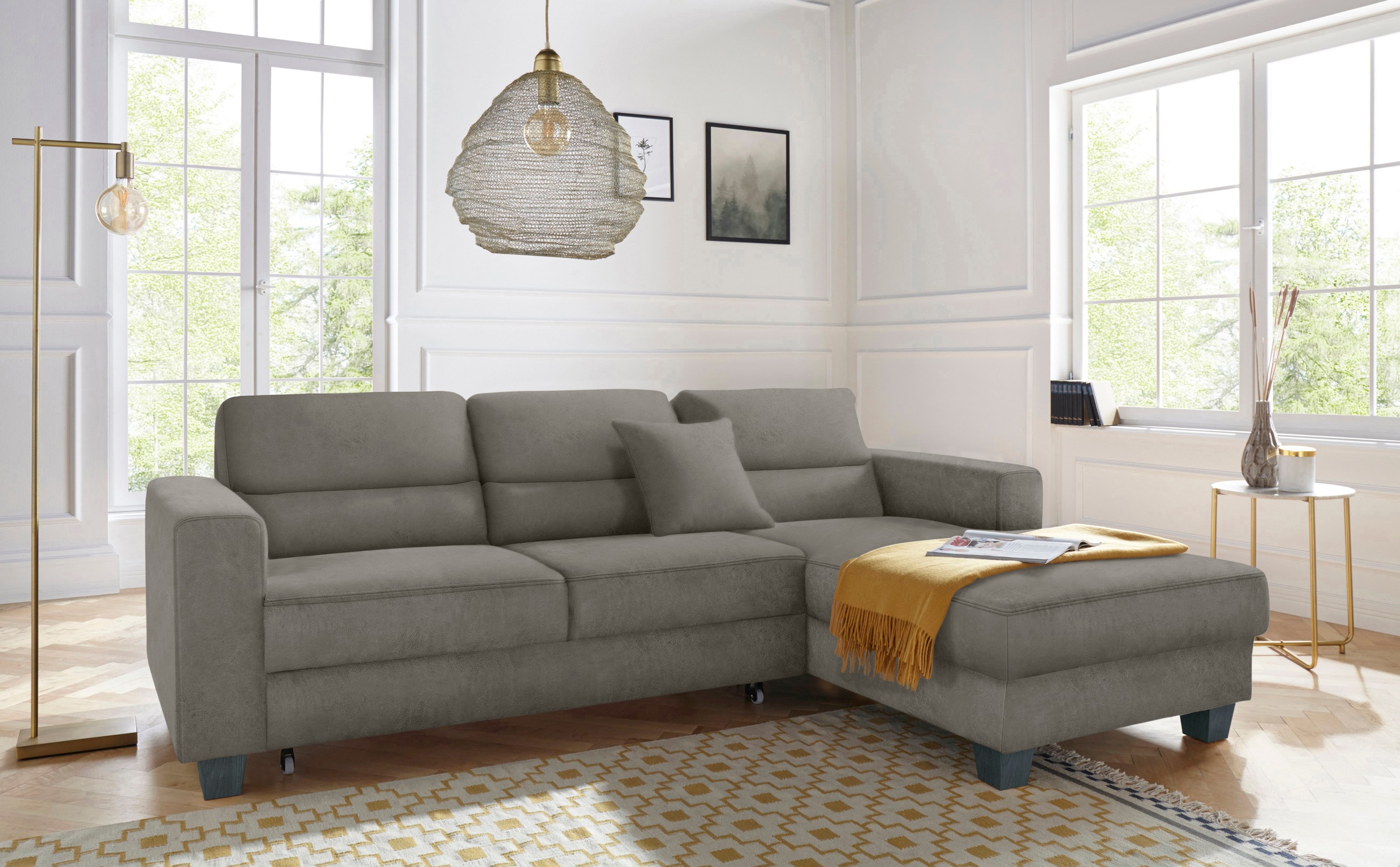 TRENDMANUFAKTUR Ecksofa »Chamber, zeitlos und modern, hoher Sitzkomfort, L-Form«, wahlweise mit Schlaffunktion