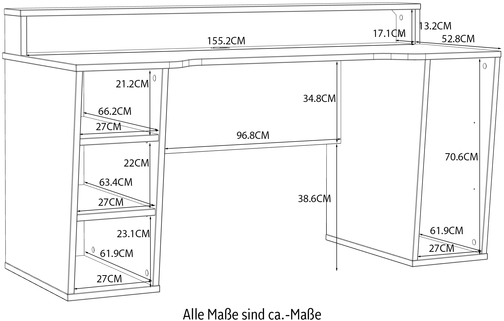 FORTE Gamingtisch »Tezaur«, mit RGB-Beleuchtung, Breite 160 cm