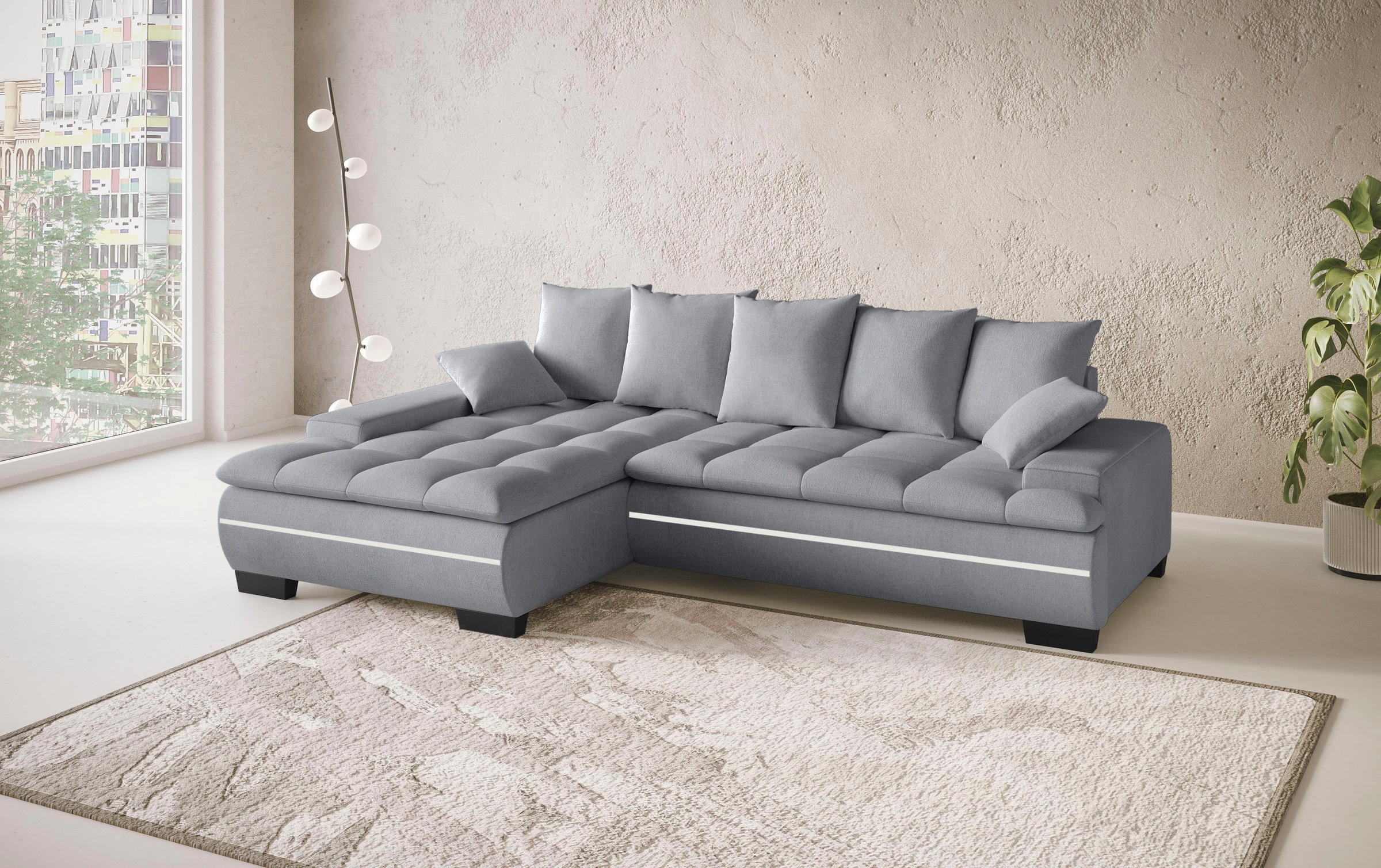 Mr. Couch Ecksofa »Haiti II, L-Form«, RGB-LED Beleuchtung, Kaltschaum, wahlweise mit Bett, Bettkasten