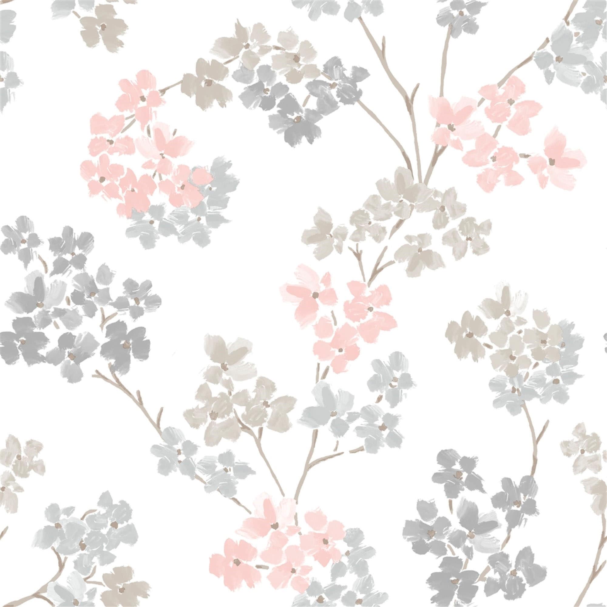 Superfresco Easy Vliestapete "Blumen" geblümt glatt Rosa/Grau - 10m x 52cm