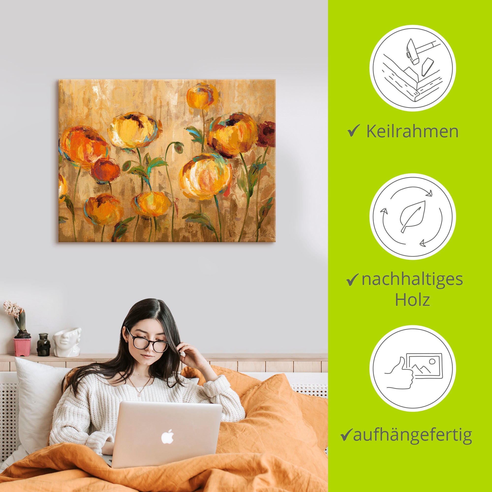 Artland Wandbild »Freudige Ranunkel«, Blumen, (1 St.), als Leinwandbild, Poster in verschied. Größen