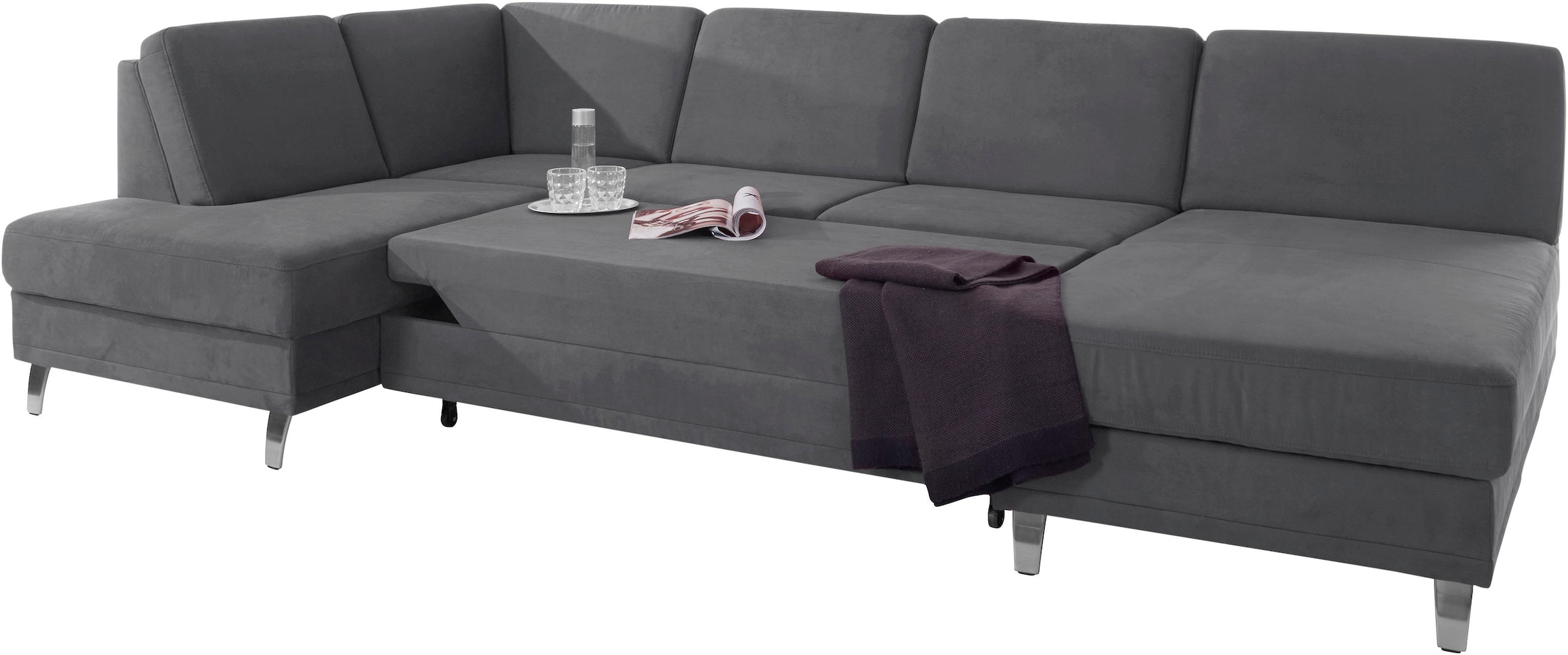 sit&more Wohnlandschaft »Clio U-Form«, wahlweise mit Bettfunktion und Bettkasten, inklusive Federkern