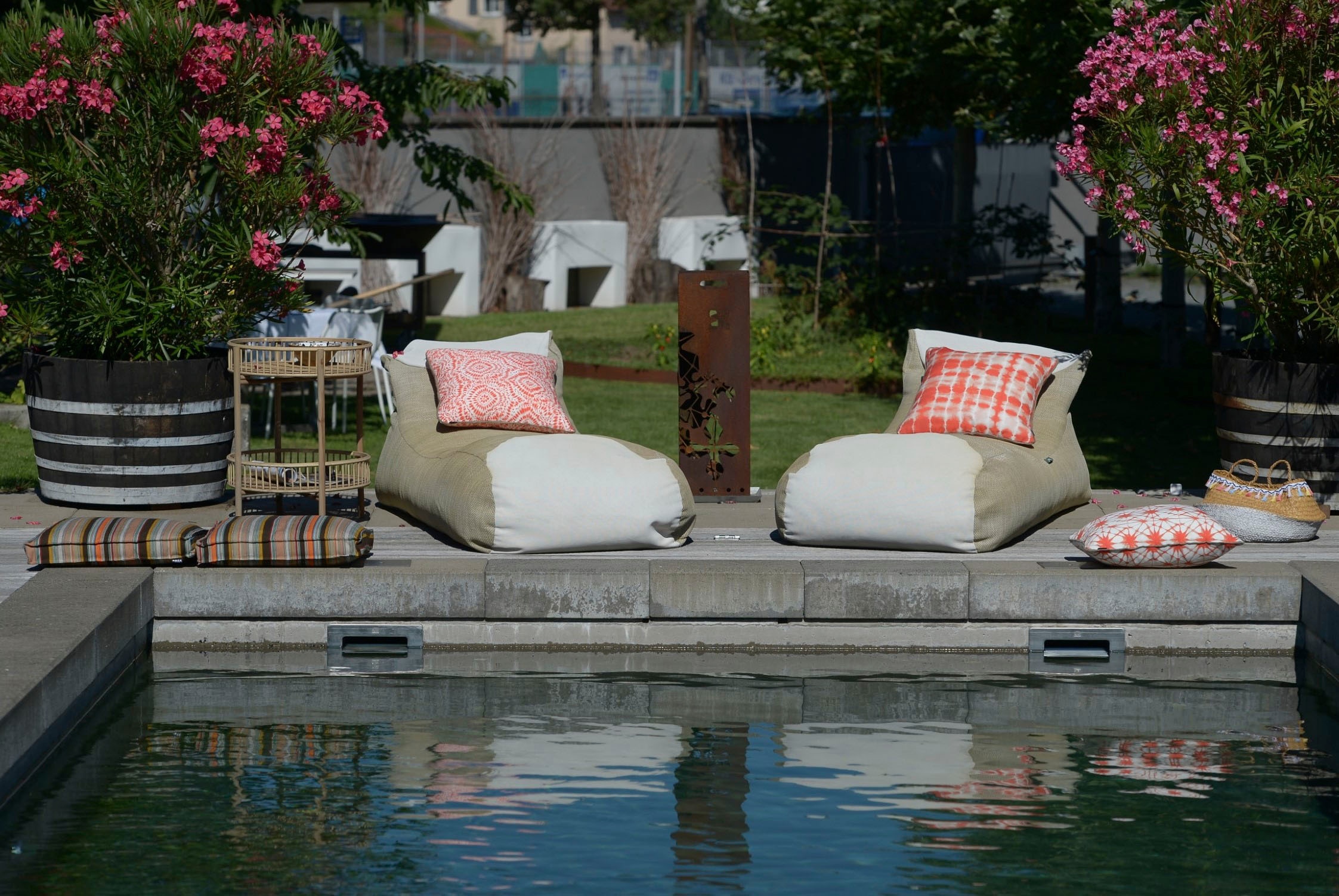 H.O.C.K. Dekokissen »Badu Batik Steel Outdoor«, mit Keder, Kissenhülle mit Füllung, 1 Stück
