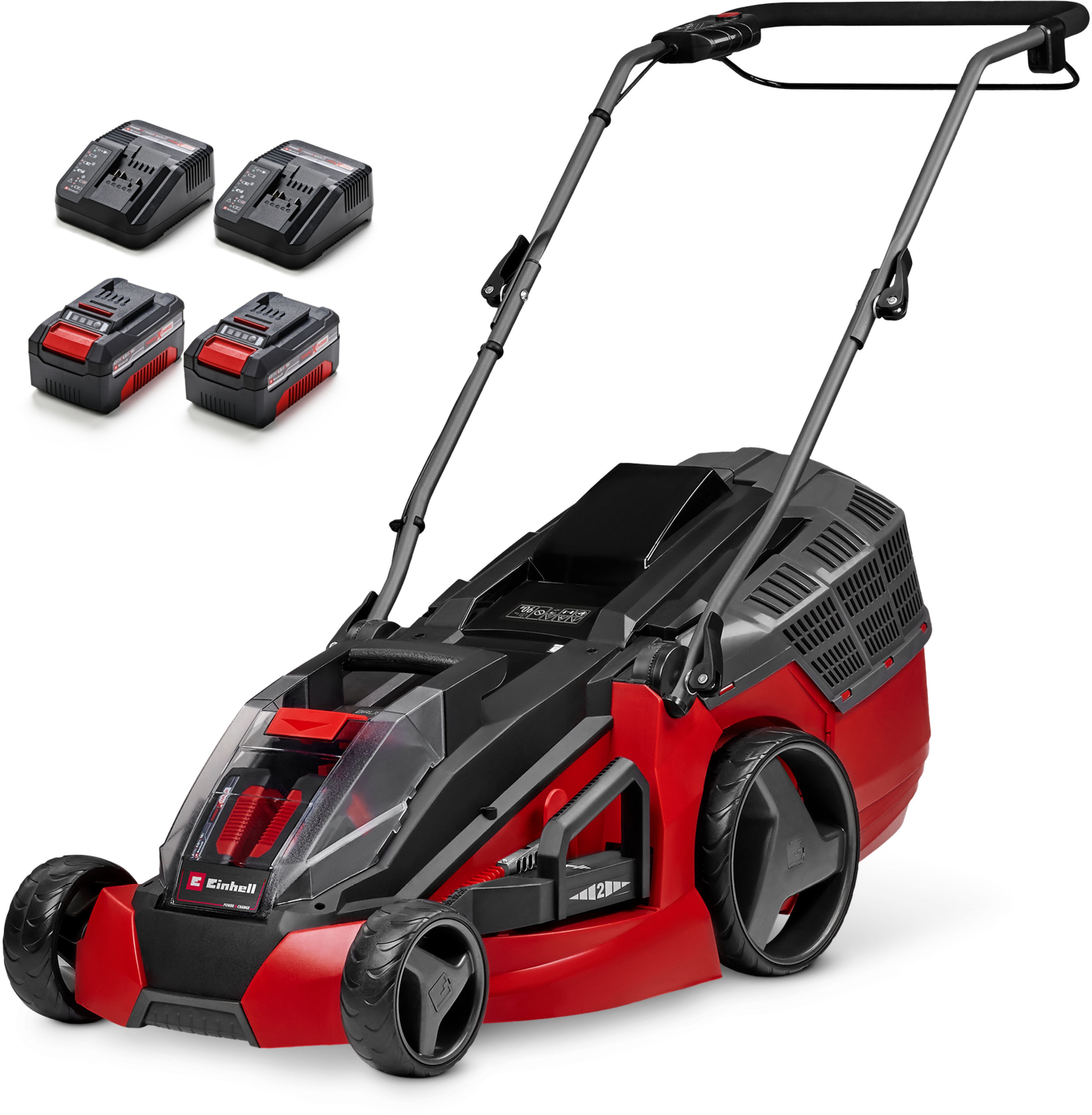 Einhell Akkurasenmäher "GE-CM 43 Li M Kit (2x4,0Ah)" mit Mulchkeil, 2 Akkus 18V/4Ah und 2 Ladegeräten