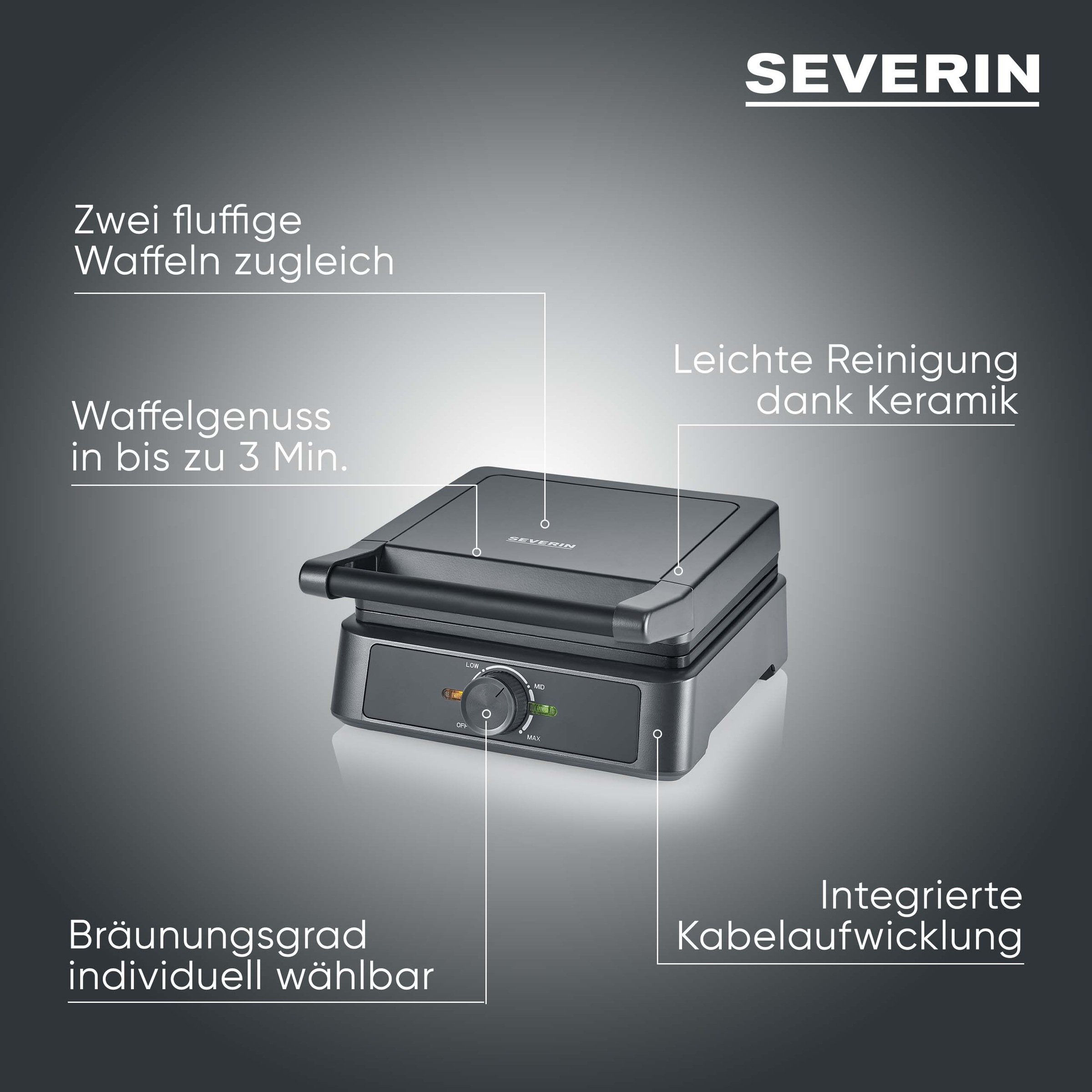 Severin Waffeleisen "WA 2125" 1600 W Belgisches Waffeleisen günstig online kaufen
