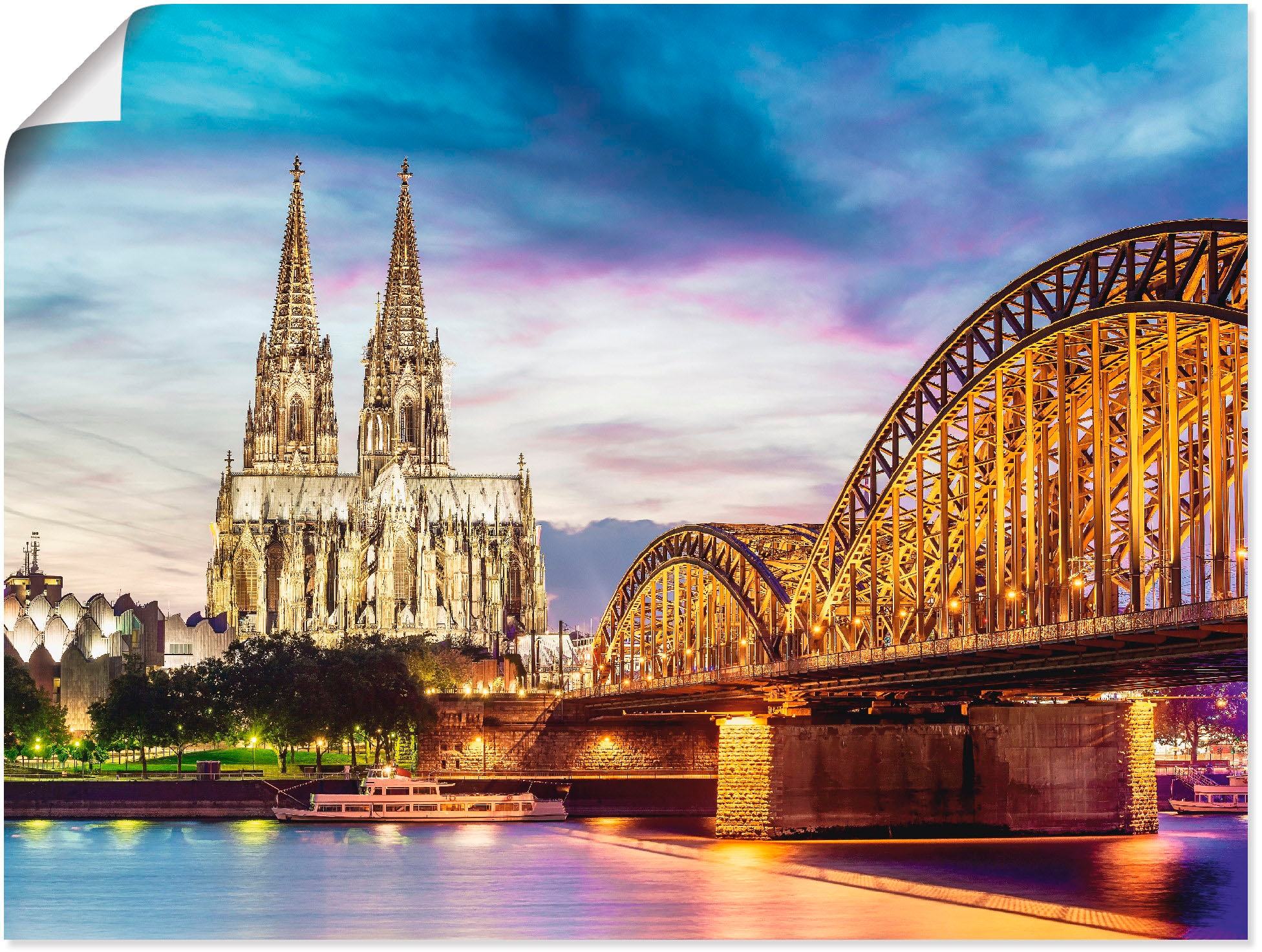 Artland Poster "Dom und Brücke in Köln" Deutschland 1 Stk. tlg. ohne Rahmen