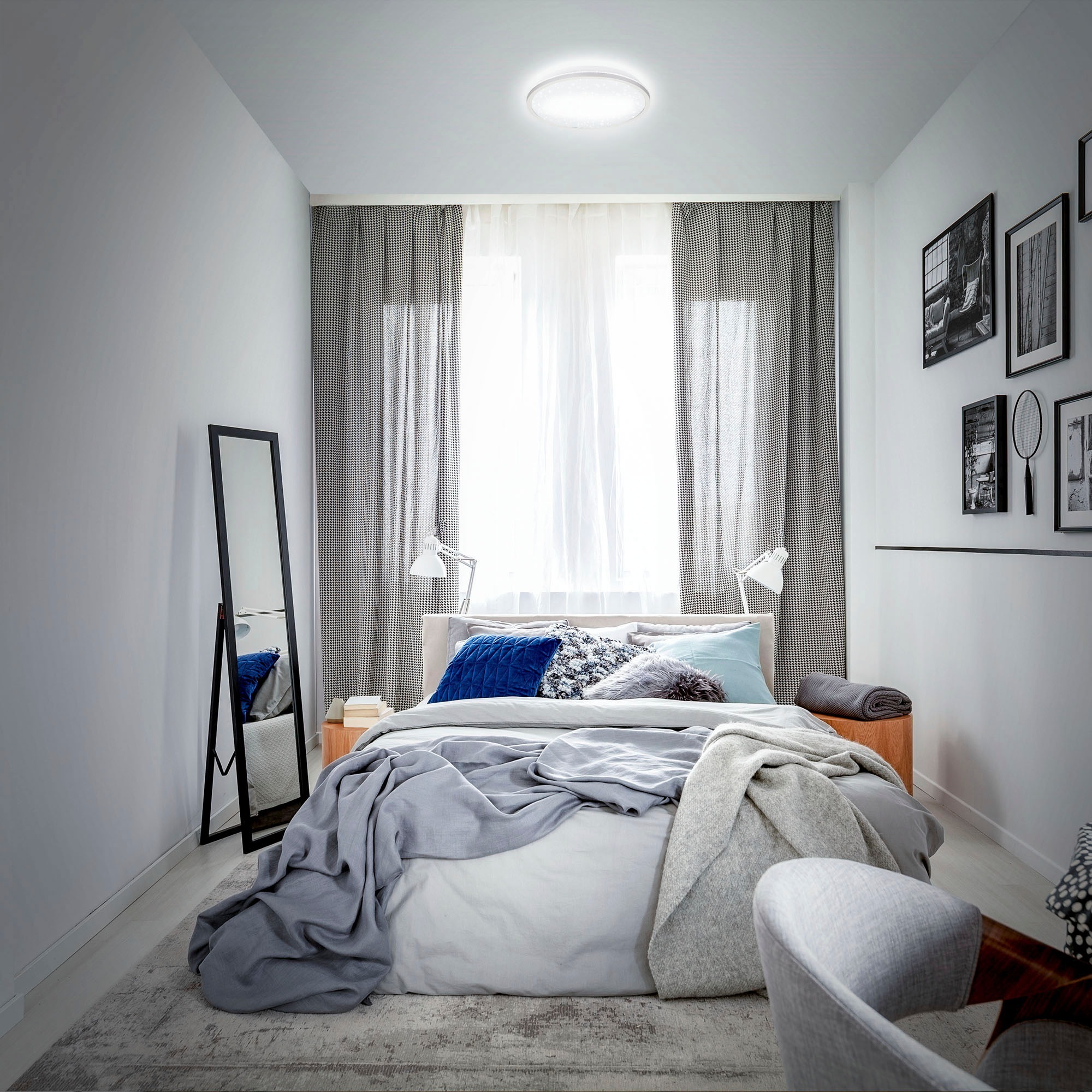 B.K.Licht LED Deckenleuchte mit Backlighteffekt und Sternencover, 1 x LED-Platine 18 Watt 2.000lm, 4.000K, nicht dimmbar, Ø 28 cm