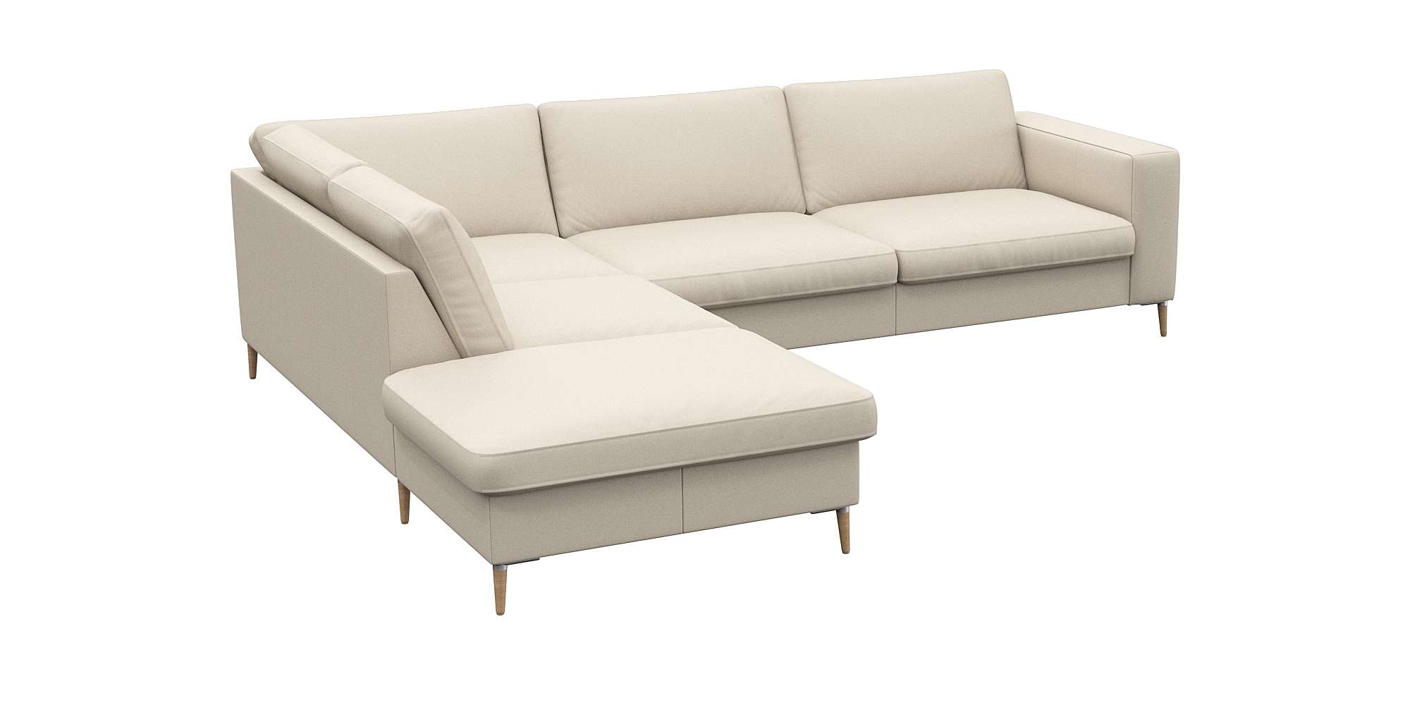 FLEXLUX Ecksofa »Fiore, Sitzaufbau mit hochwertigem Kaltschaum für mehr Sitzkomfort«, breite Armlehnen, L-Form, Füße Alu/Eiche