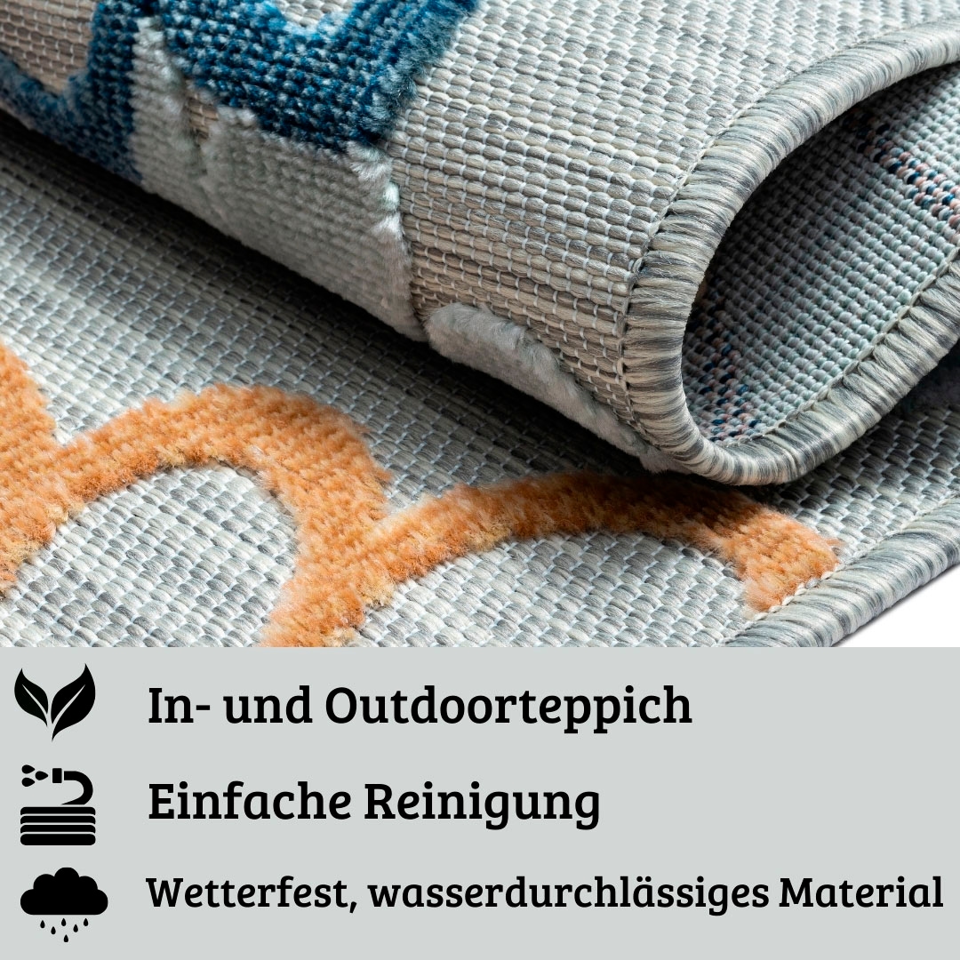 my home Teppich »Tamsin, LAGERRÄUMUNG!«, rechteckig, 8 mm Höhe, Hoch-Tief Effekt, In- und Outdoor geeignet, Terrasse & Balkon