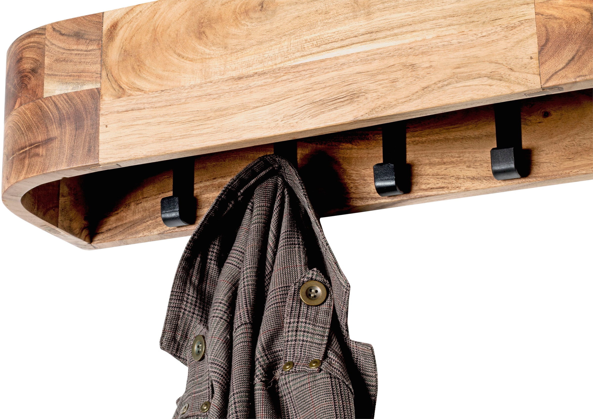 HAKU Wandgarderobe »Wandgarderobe« 1 Stk. tlg. rechteckig - aus Massivholz Braun - B/T/H 60/20/13 cm
