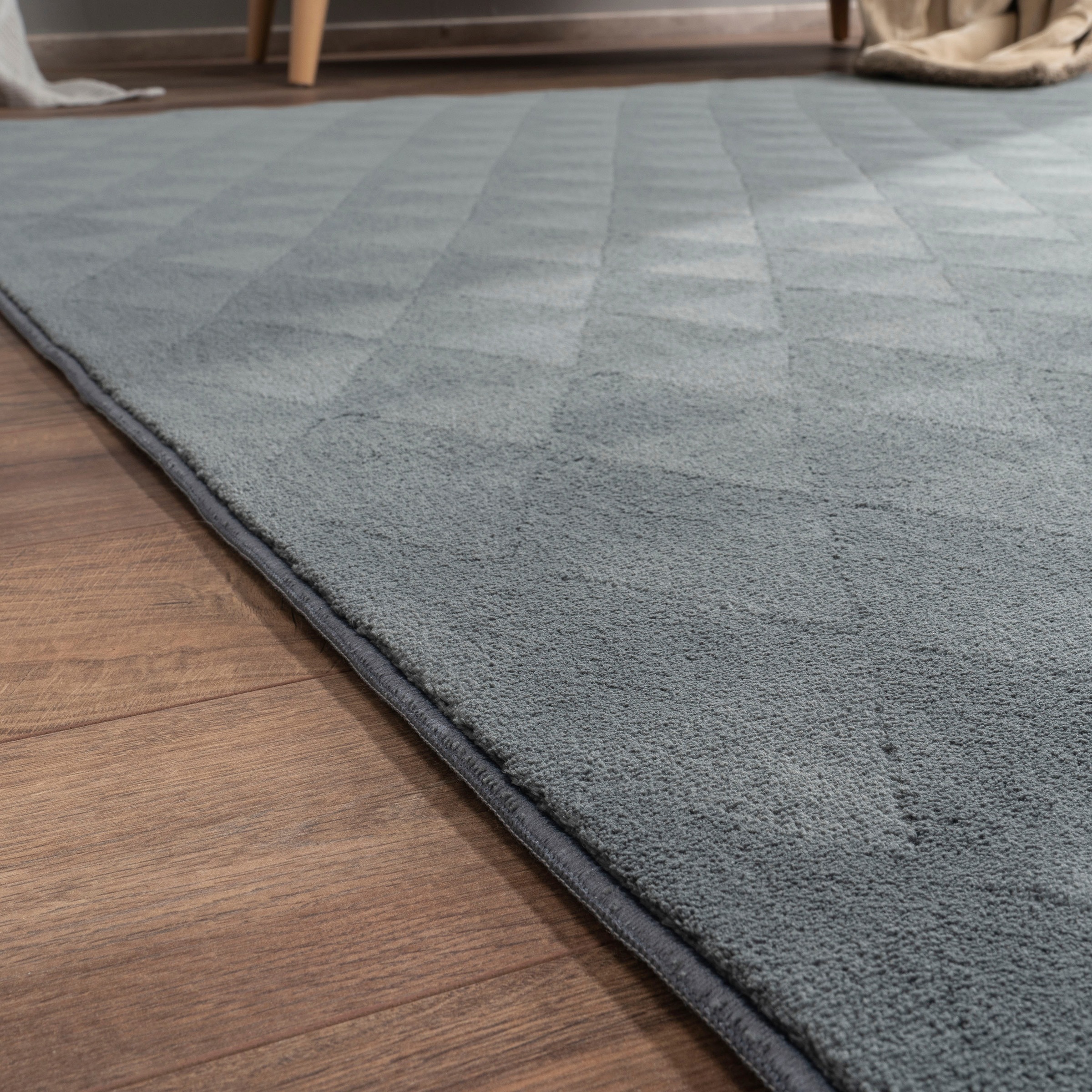 Paco Home Teppich »Haarlem 942«, rechteckig, 10 mm Höhe, Kurzflor, Uni Farben, Hoch-Tief Effekt, geometrisch, weich & kuschelig