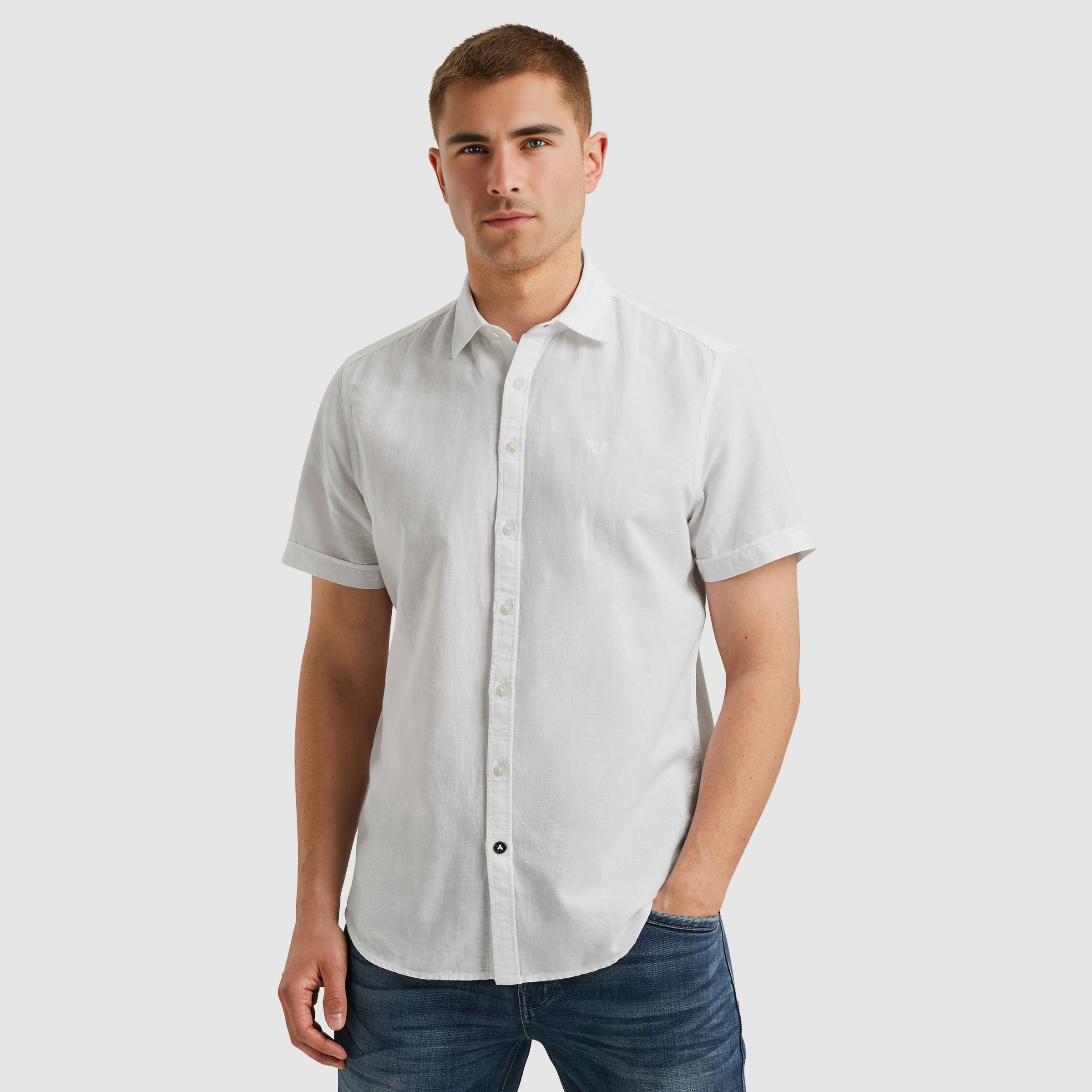 PME LEGEND Kurzarmhemd "Short Sleeve Shirt Ctn Linen 2 tone", in melierter günstig online kaufen