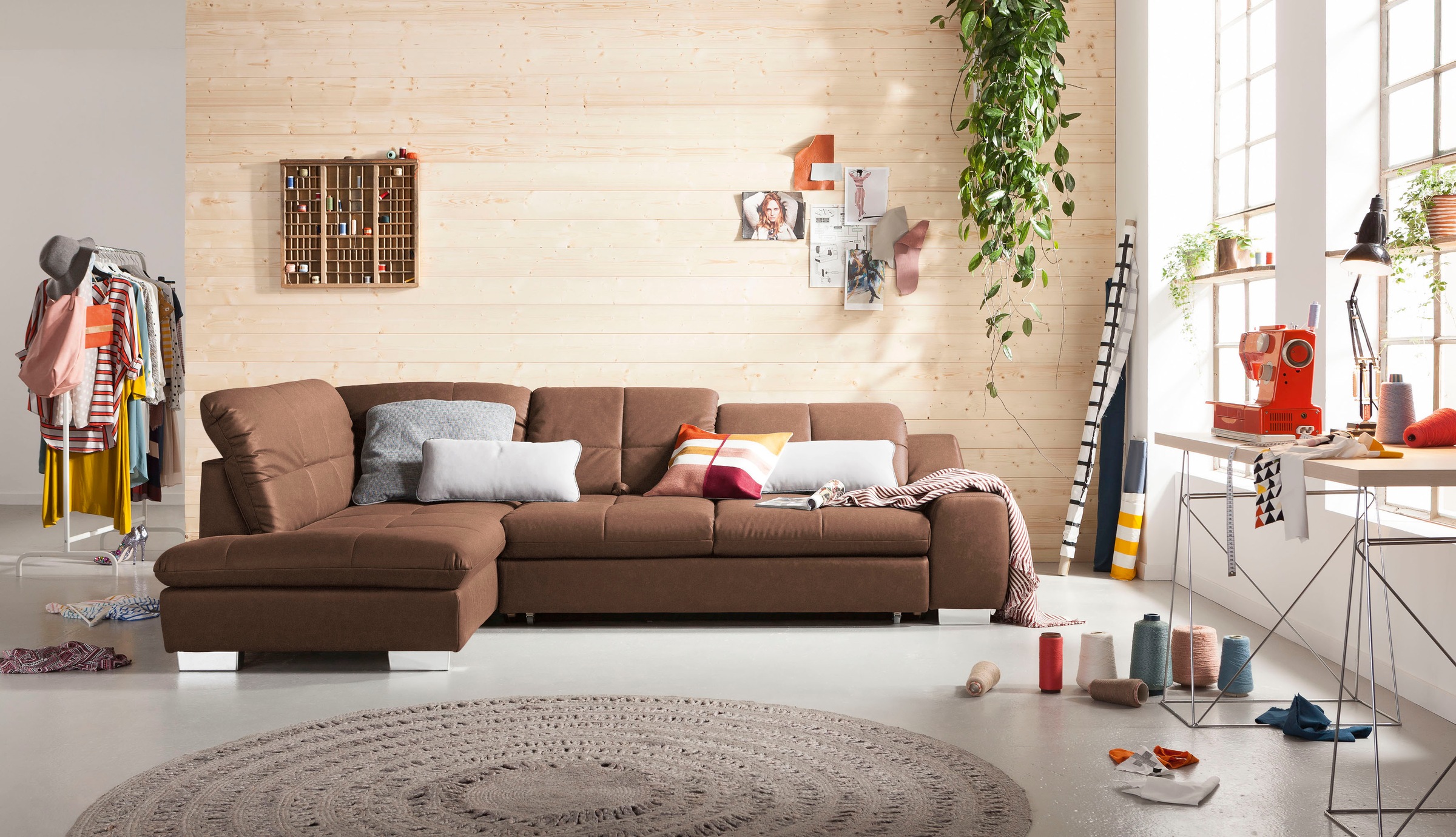 Ecksofa "SO 1200 inkl. Sitztiefen- & Rückenverstellung für hohen Sitzkomfort", braun (nussbraun gdu 24), B:292cm H:89cm T:212cm, 100% Polyester, SET ONE BY MUSTERRING, Sofas, Ecksofa, wahlweise mit Bettfunktion, L-Form 6