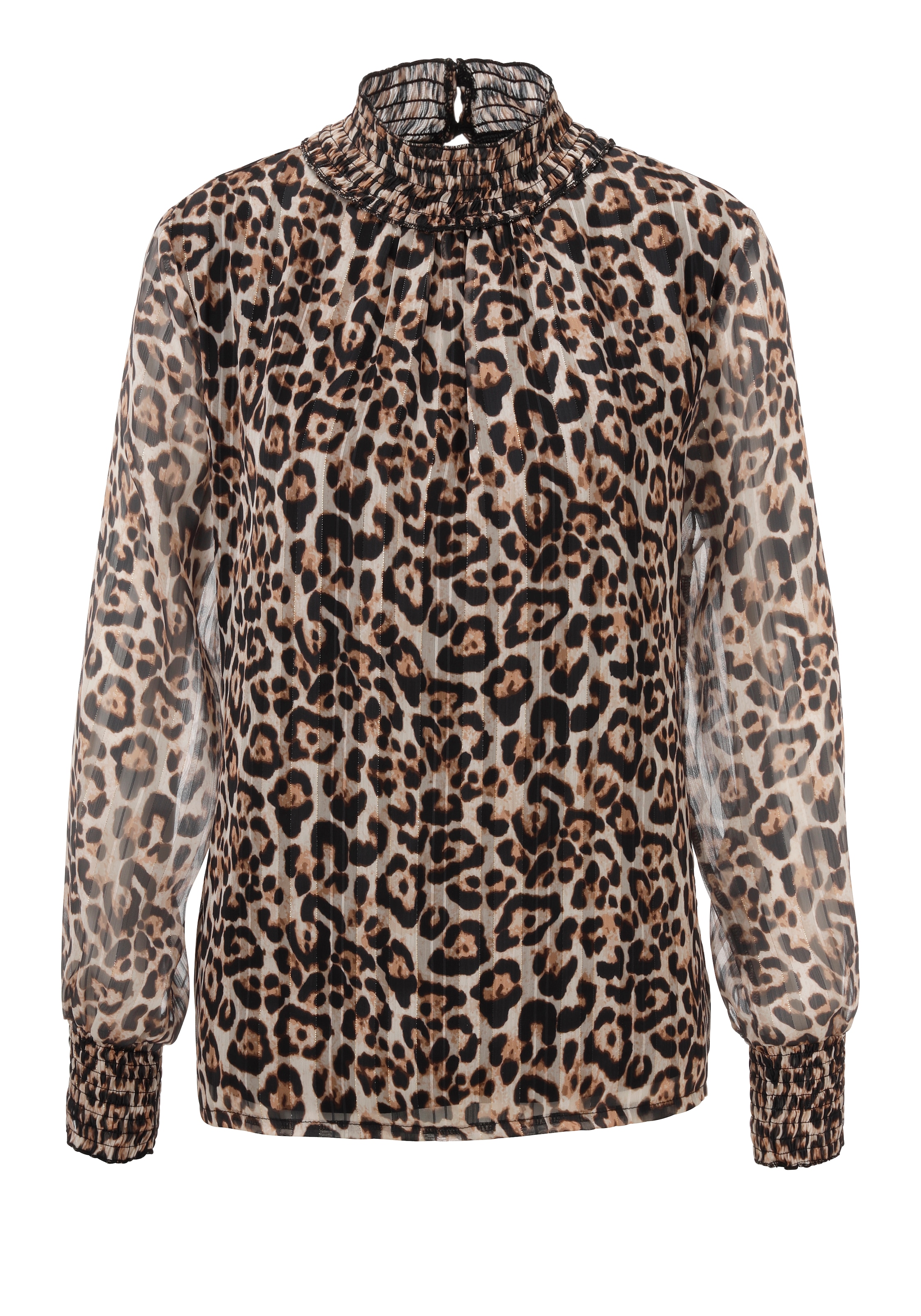 Aniston CASUAL Chiffonbluse, im Leo-Druck mit goldfarbenen Glitzerstreifen - NEUE KOLLEKTION