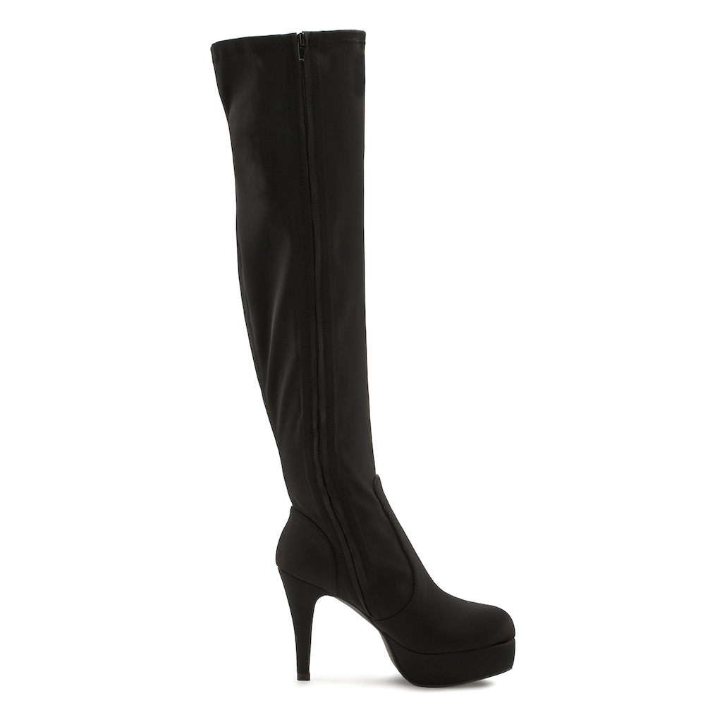 LASCANA Belle Affaire Overkneestiefel, mit langem Schaft, Plateau und Reißverschluss, High-Heel Stiefelette