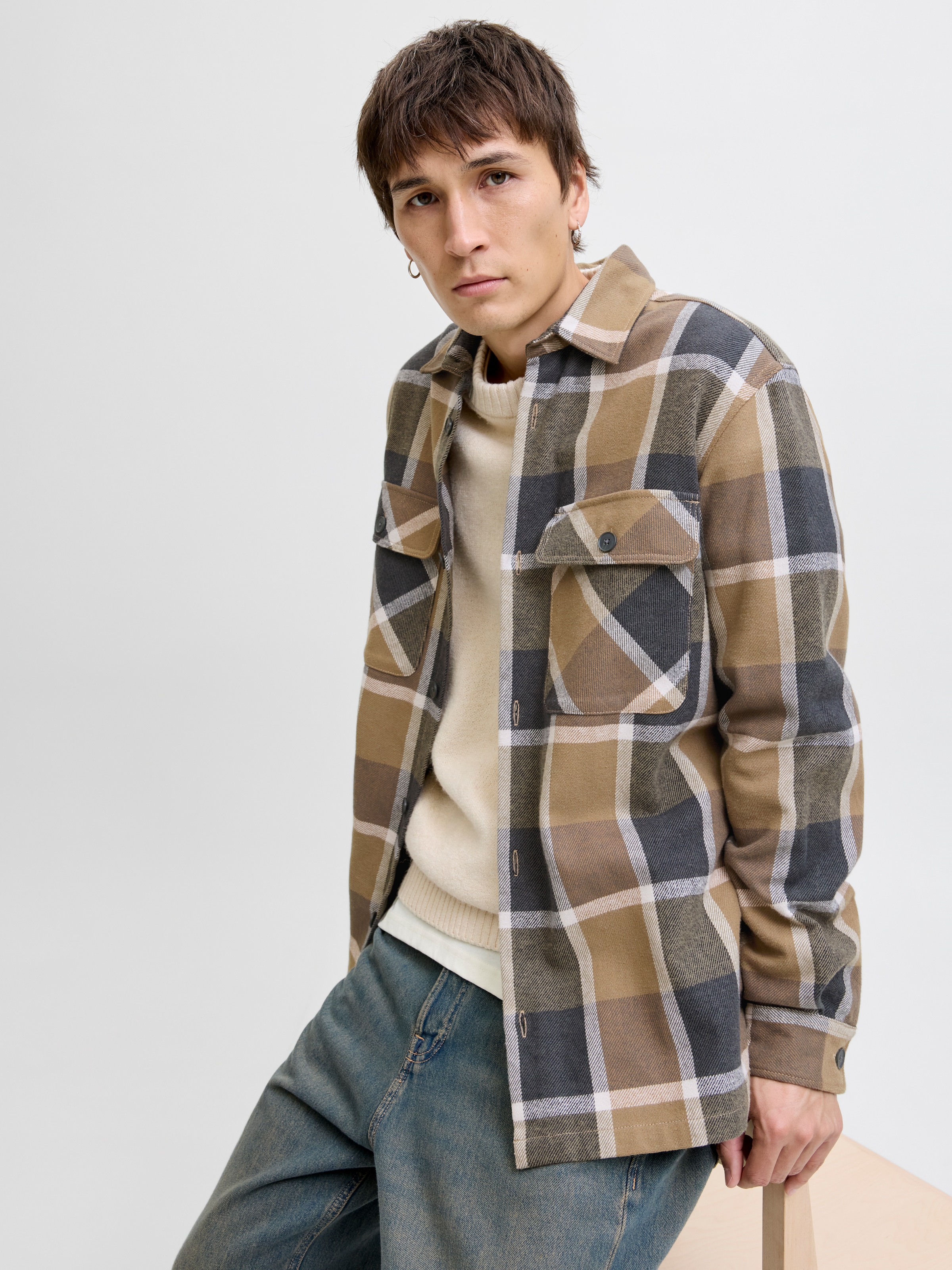 Jack & Jones Langarmhemd »JPRRAYLE MELANGE CHECK L/S OVERSHIRT SN«